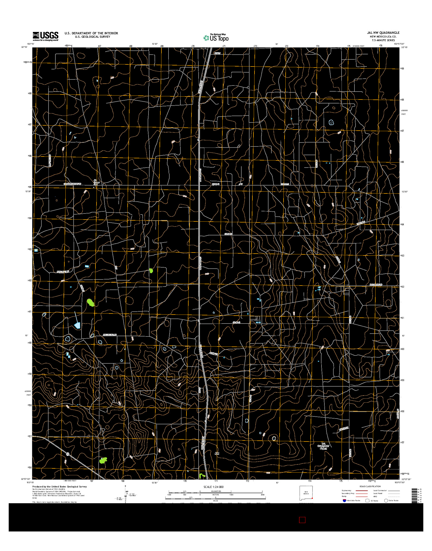 USGS US TOPO 7.5-MINUTE MAP FOR JAL NW, NM 2017