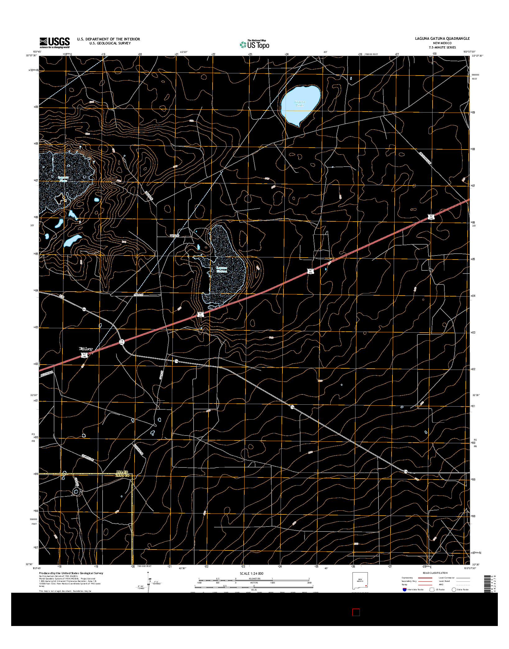 USGS US TOPO 7.5-MINUTE MAP FOR LAGUNA GATUNA, NM 2017