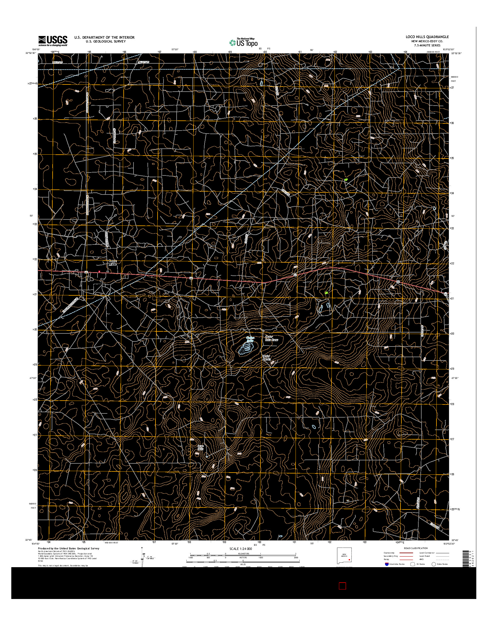 USGS US TOPO 7.5-MINUTE MAP FOR LOCO HILLS, NM 2017