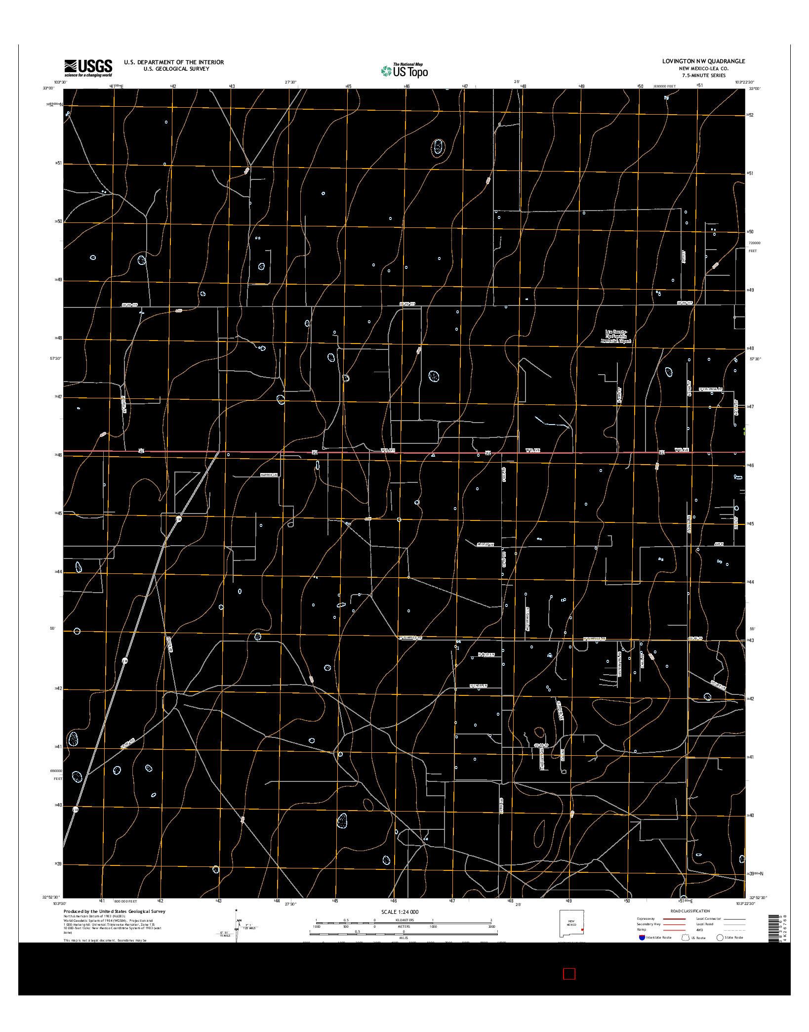 USGS US TOPO 7.5-MINUTE MAP FOR LOVINGTON NW, NM 2017