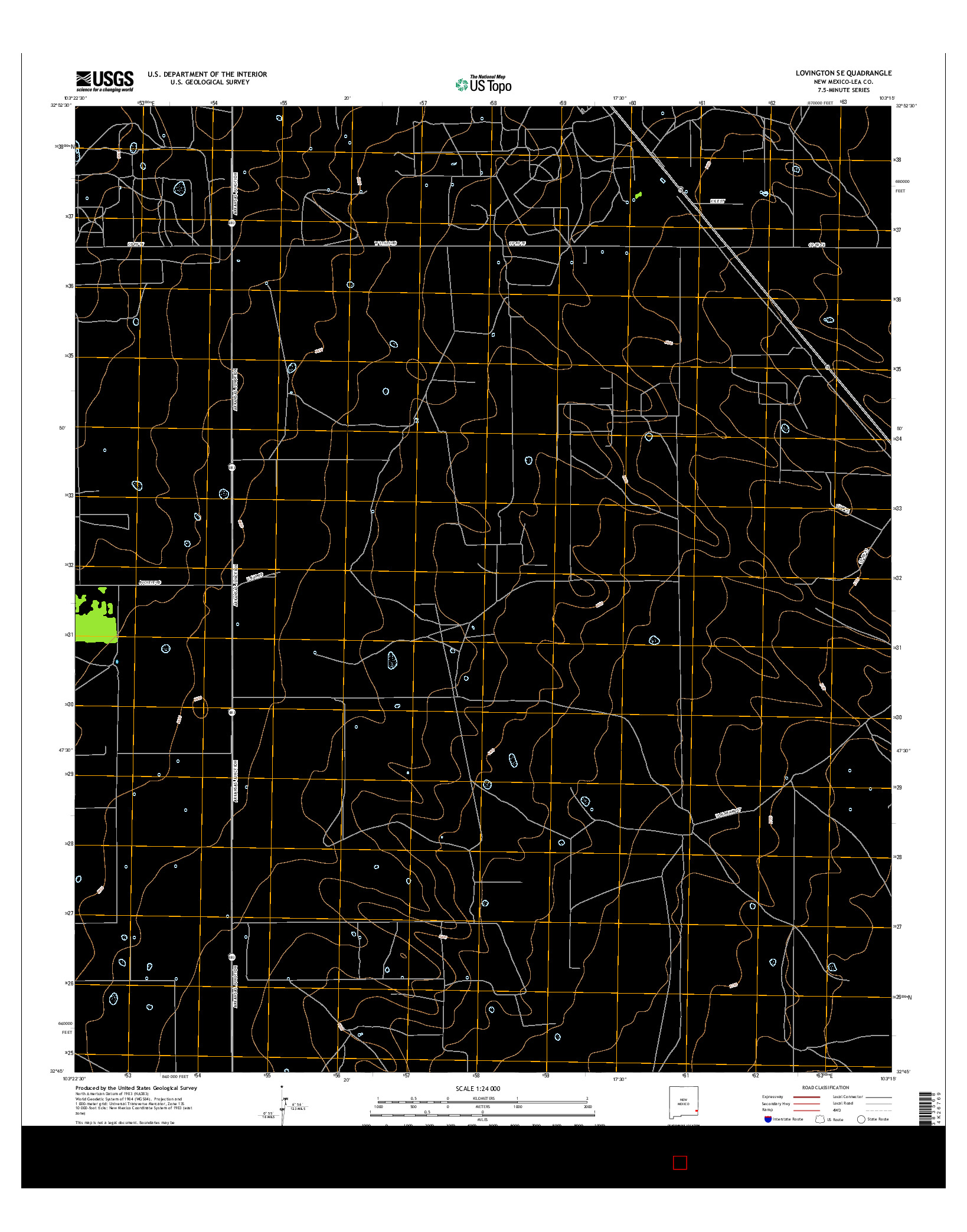 USGS US TOPO 7.5-MINUTE MAP FOR LOVINGTON SE, NM 2017