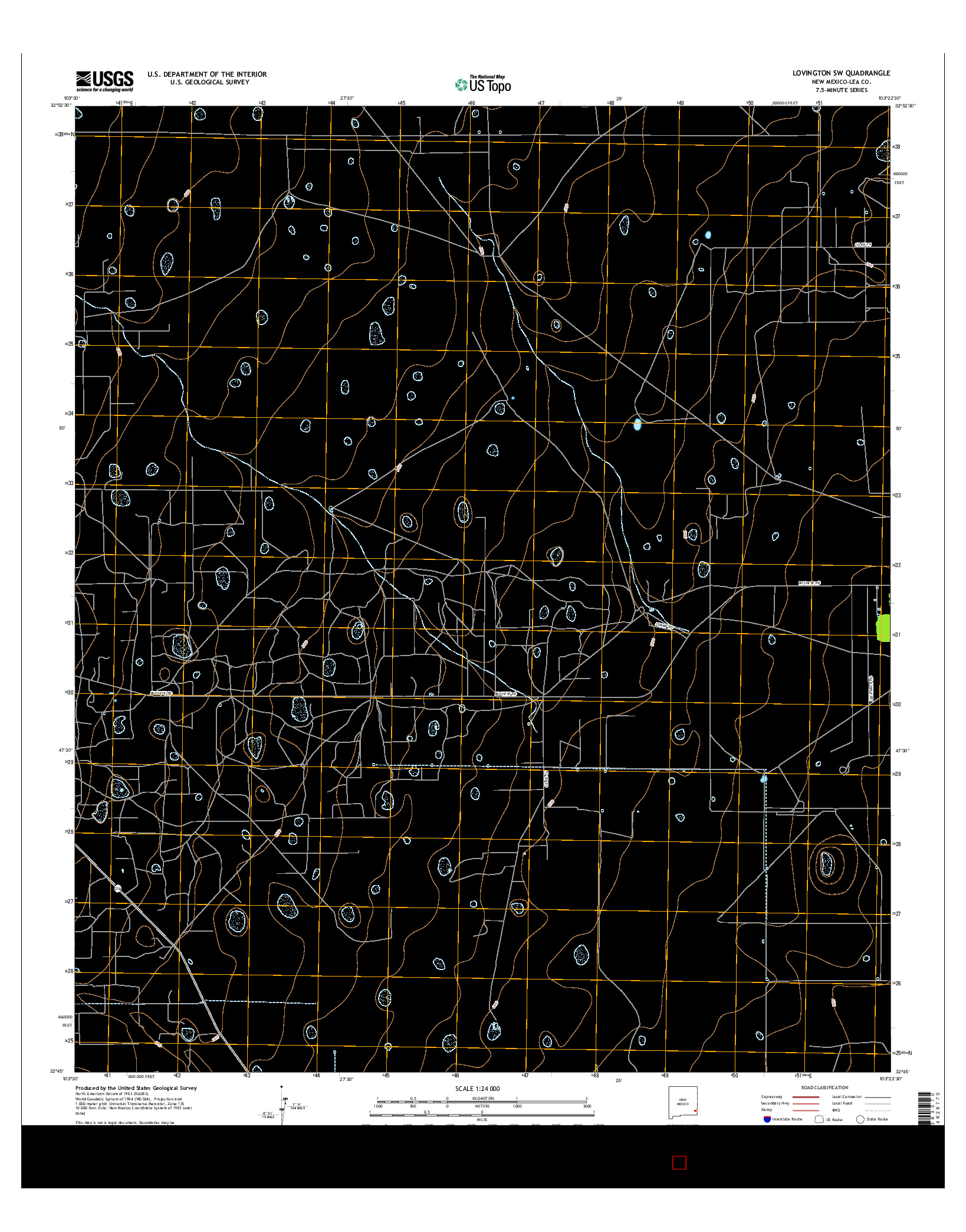 USGS US TOPO 7.5-MINUTE MAP FOR LOVINGTON SW, NM 2017