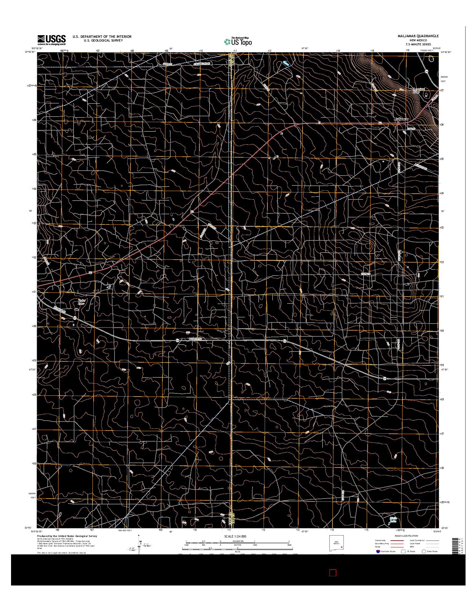 USGS US TOPO 7.5-MINUTE MAP FOR MALJAMAR, NM 2017