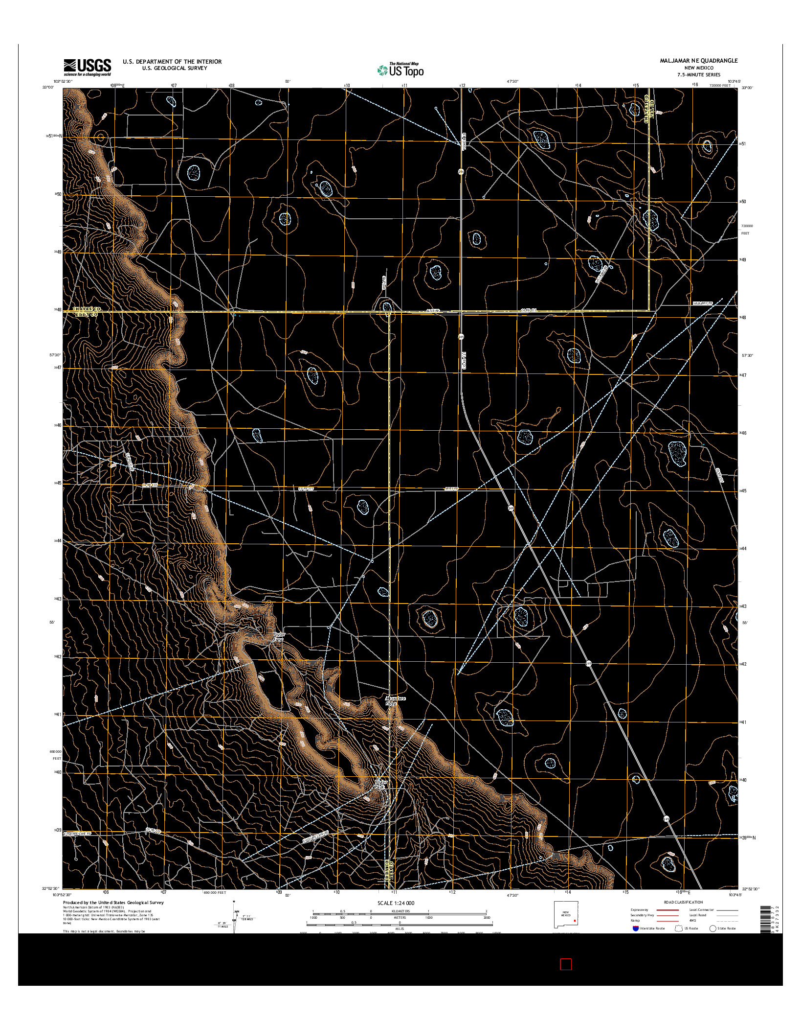 USGS US TOPO 7.5-MINUTE MAP FOR MALJAMAR NE, NM 2017