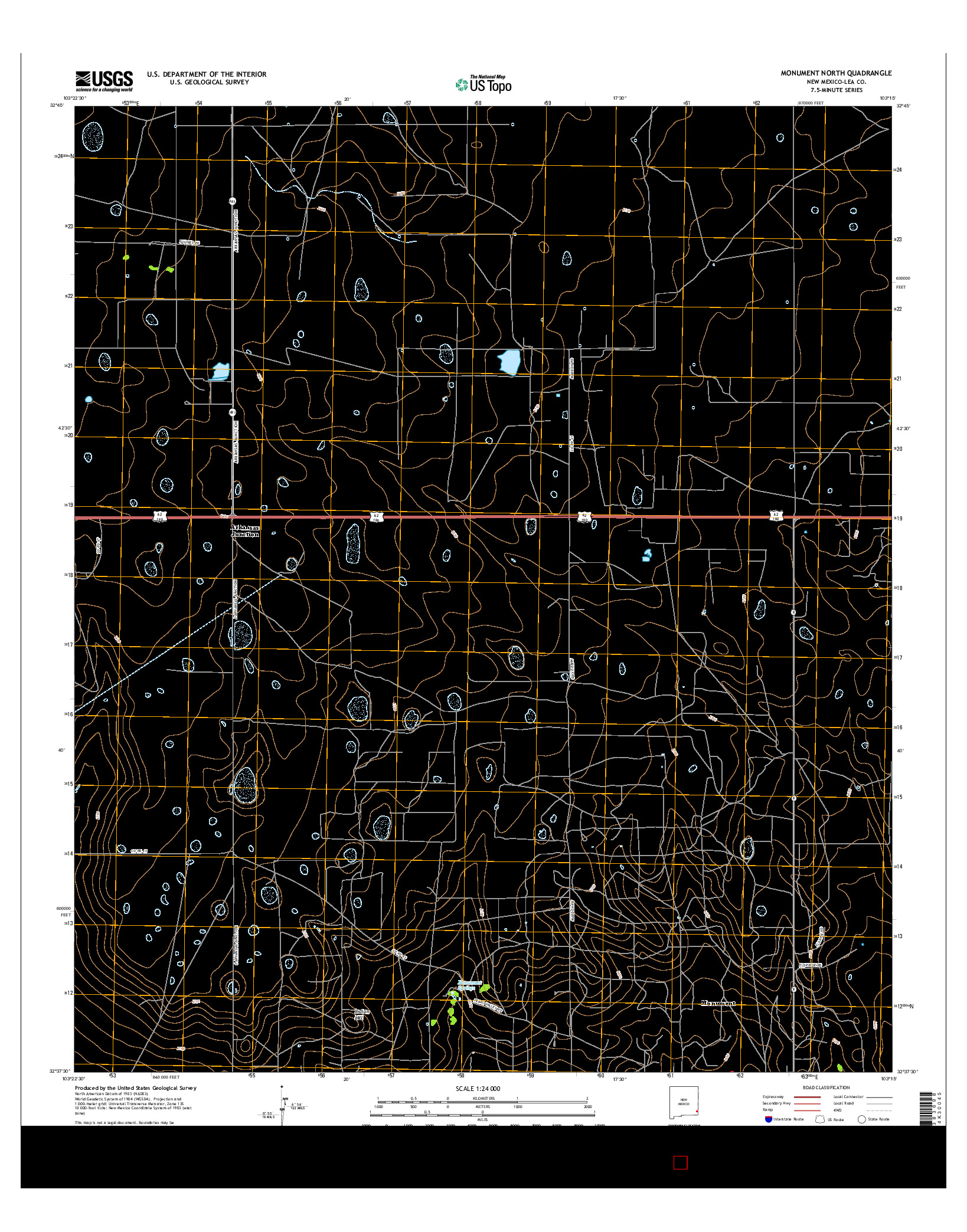 USGS US TOPO 7.5-MINUTE MAP FOR MONUMENT NORTH, NM 2017