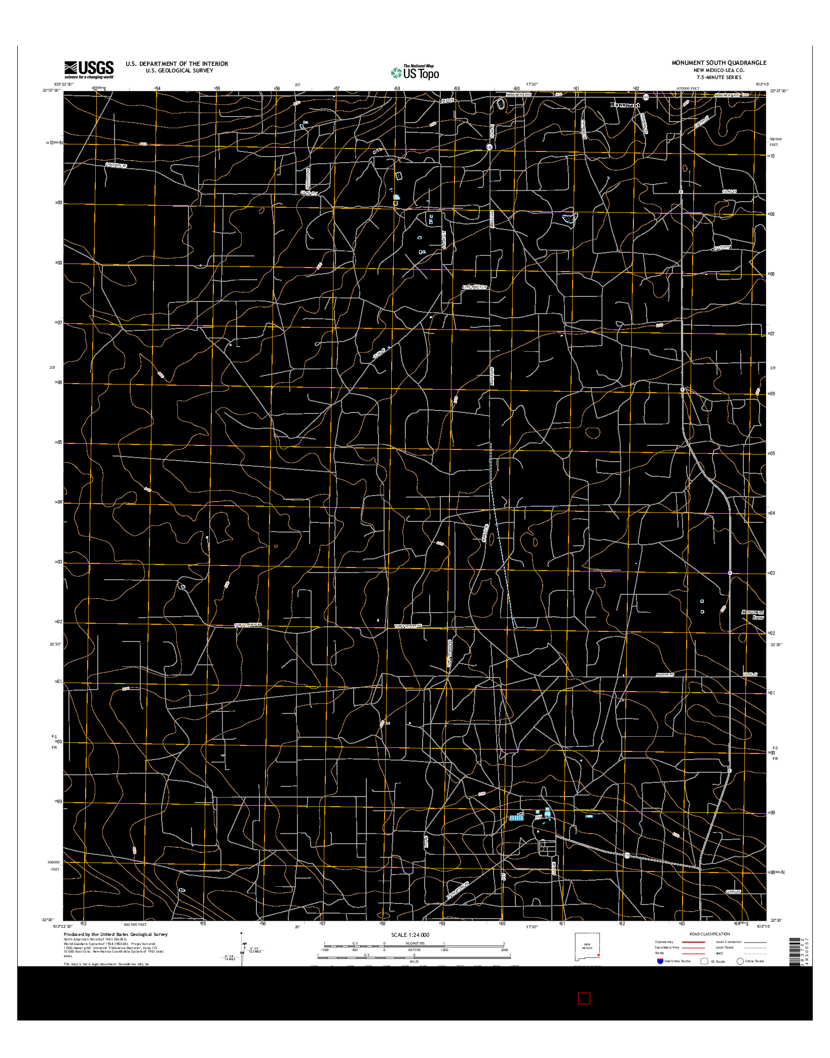 USGS US TOPO 7.5-MINUTE MAP FOR MONUMENT SOUTH, NM 2017