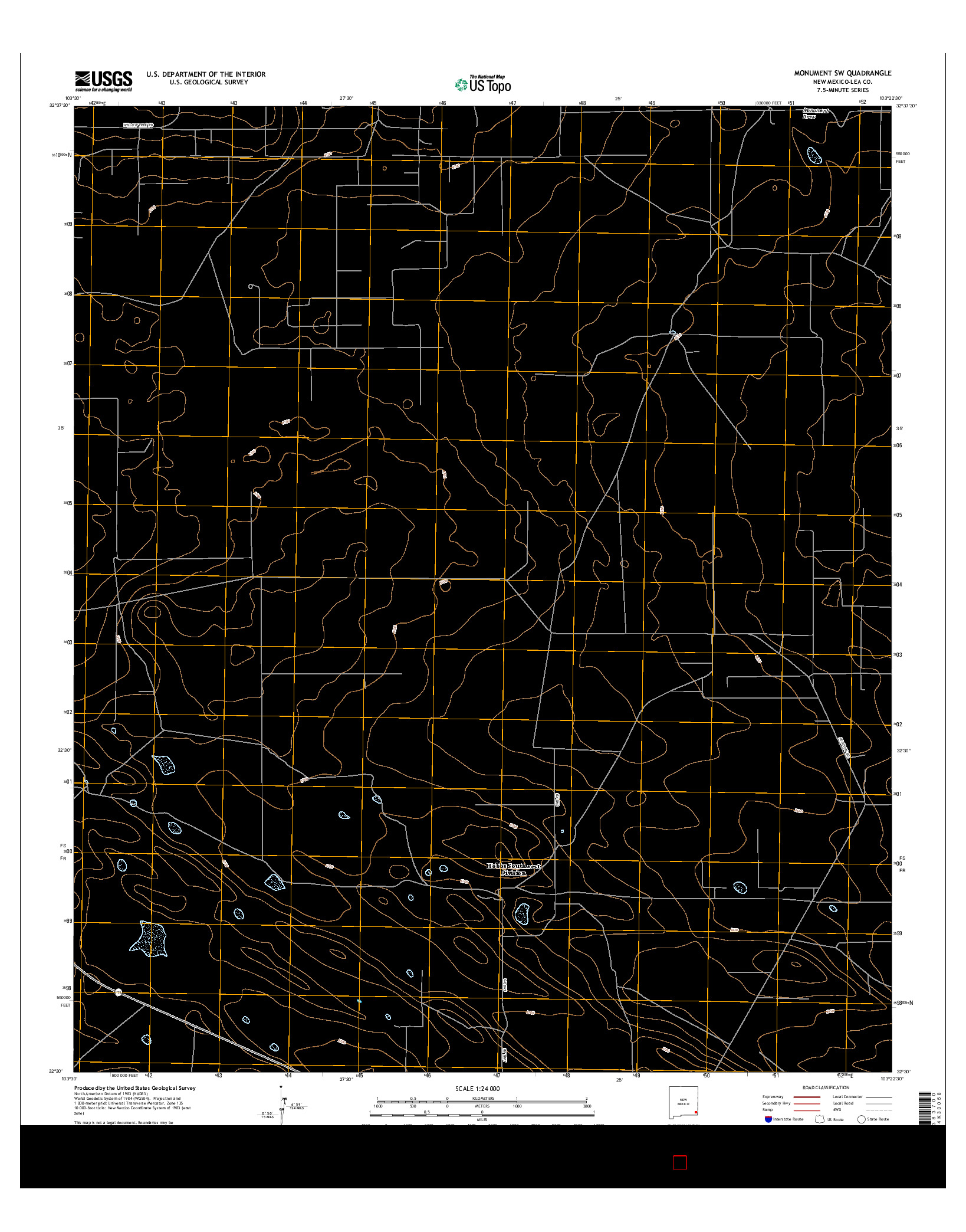 USGS US TOPO 7.5-MINUTE MAP FOR MONUMENT SW, NM 2017