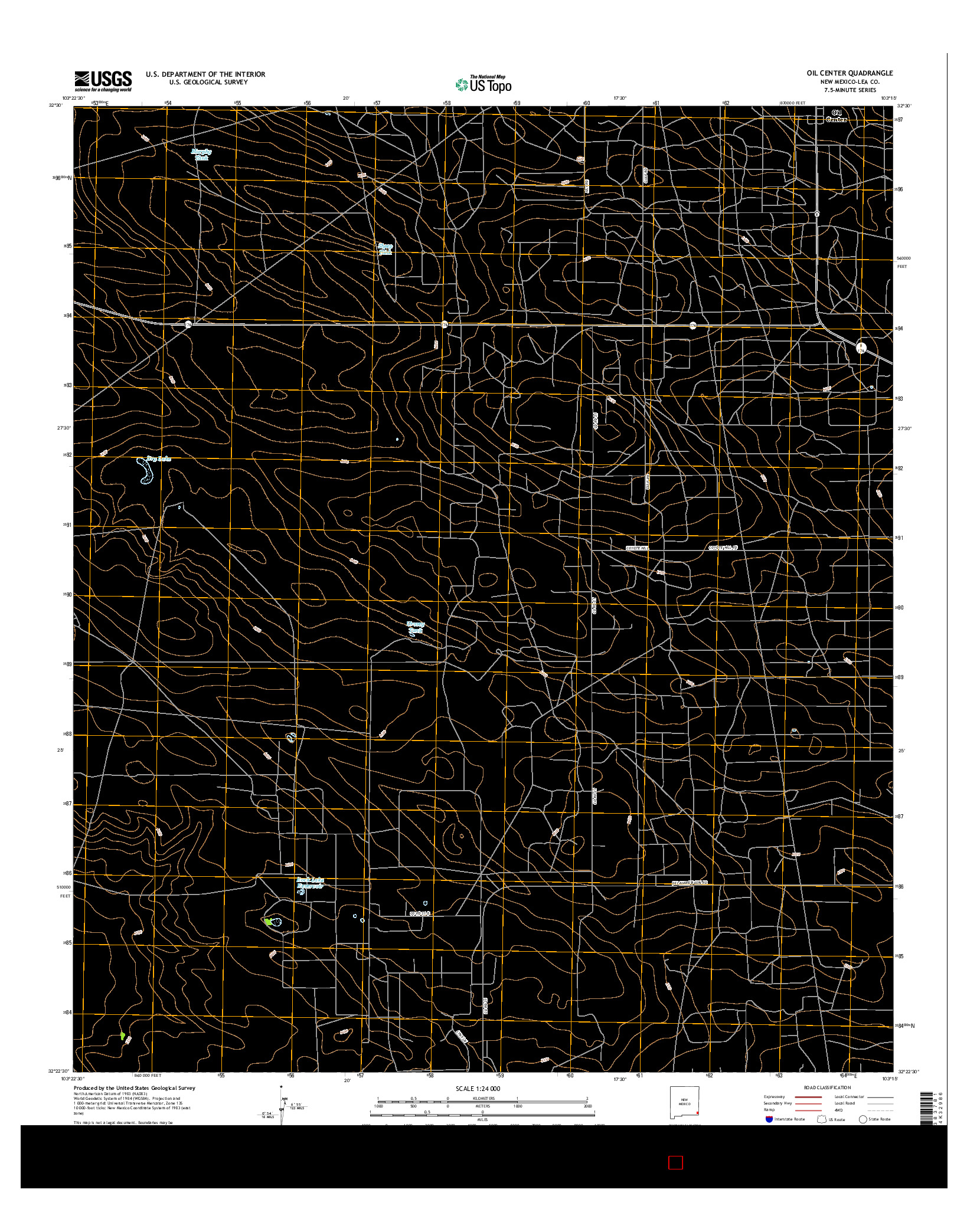 USGS US TOPO 7.5-MINUTE MAP FOR OIL CENTER, NM 2017