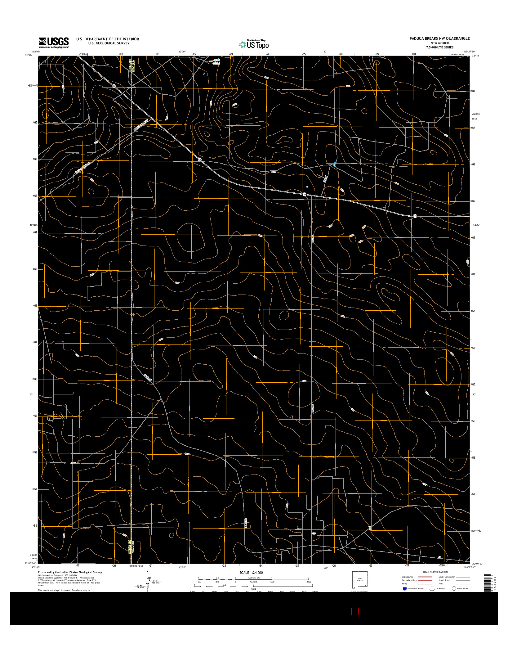 USGS US TOPO 7.5-MINUTE MAP FOR PADUCA BREAKS NW, NM 2017