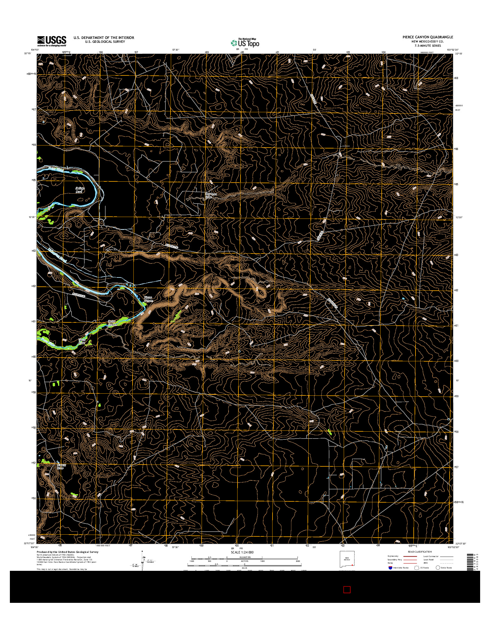 USGS US TOPO 7.5-MINUTE MAP FOR PIERCE CANYON, NM 2017