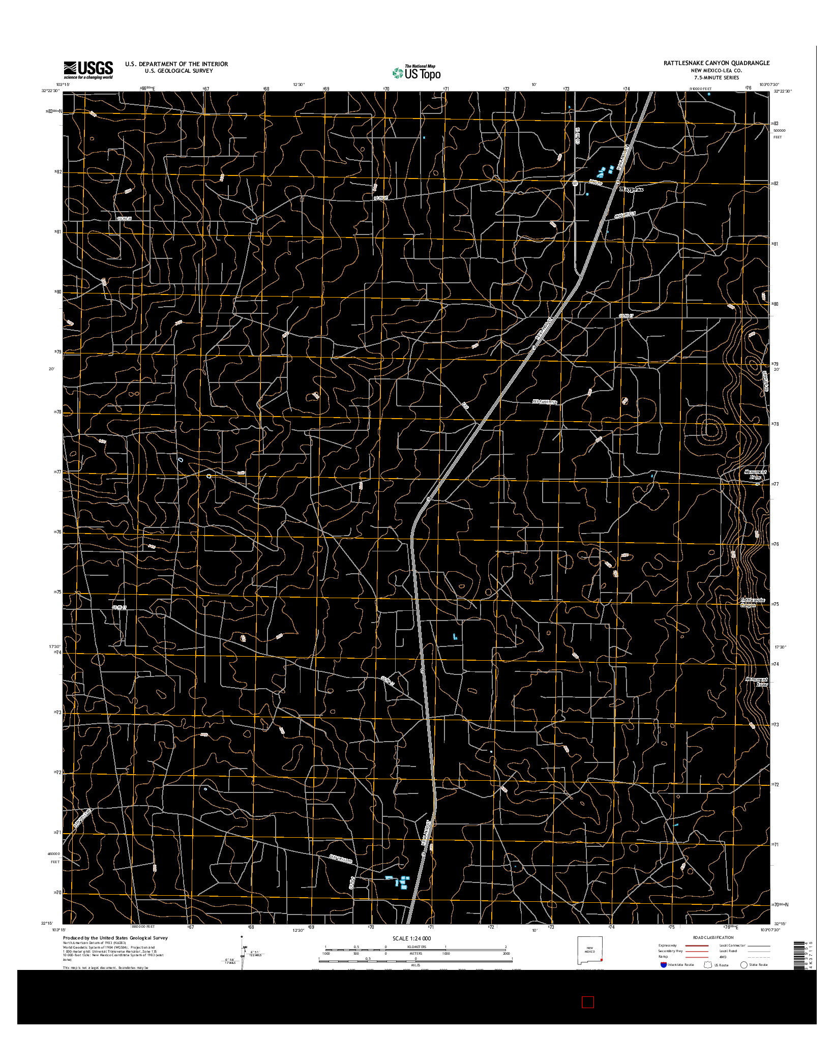 USGS US TOPO 7.5-MINUTE MAP FOR RATTLESNAKE CANYON, NM 2017