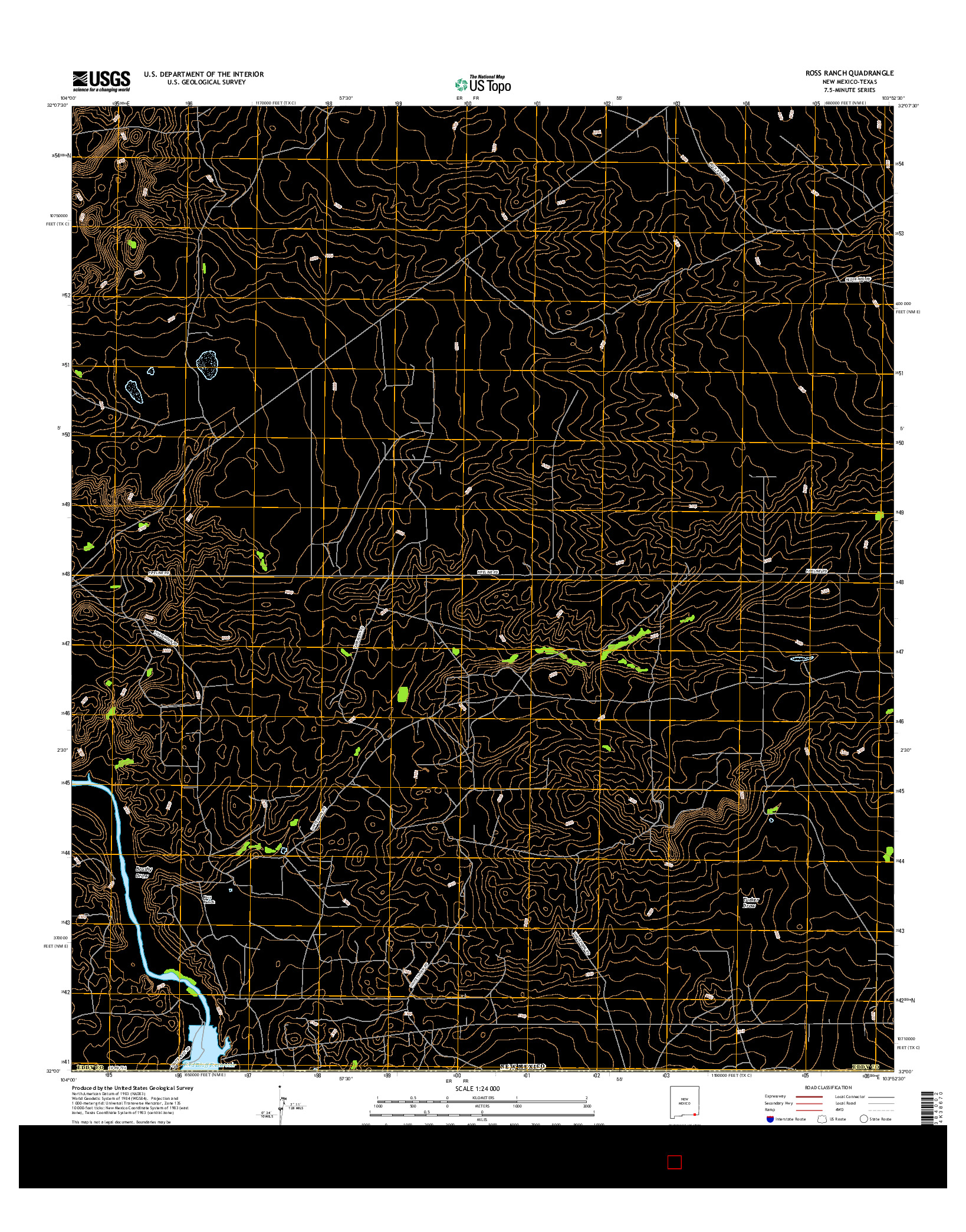 USGS US TOPO 7.5-MINUTE MAP FOR ROSS RANCH, NM-TX 2017