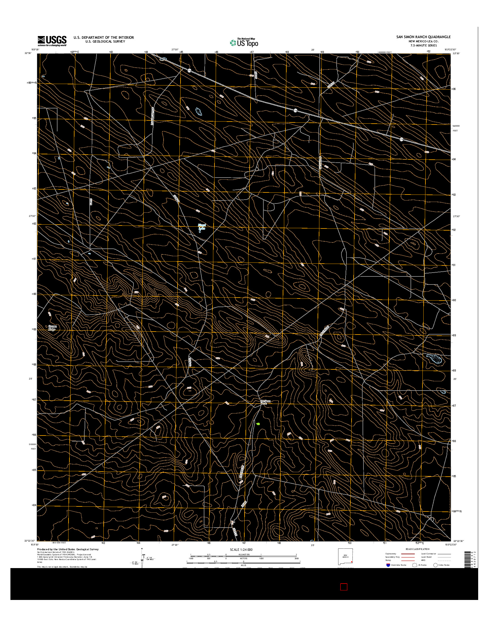 USGS US TOPO 7.5-MINUTE MAP FOR SAN SIMON RANCH, NM 2017