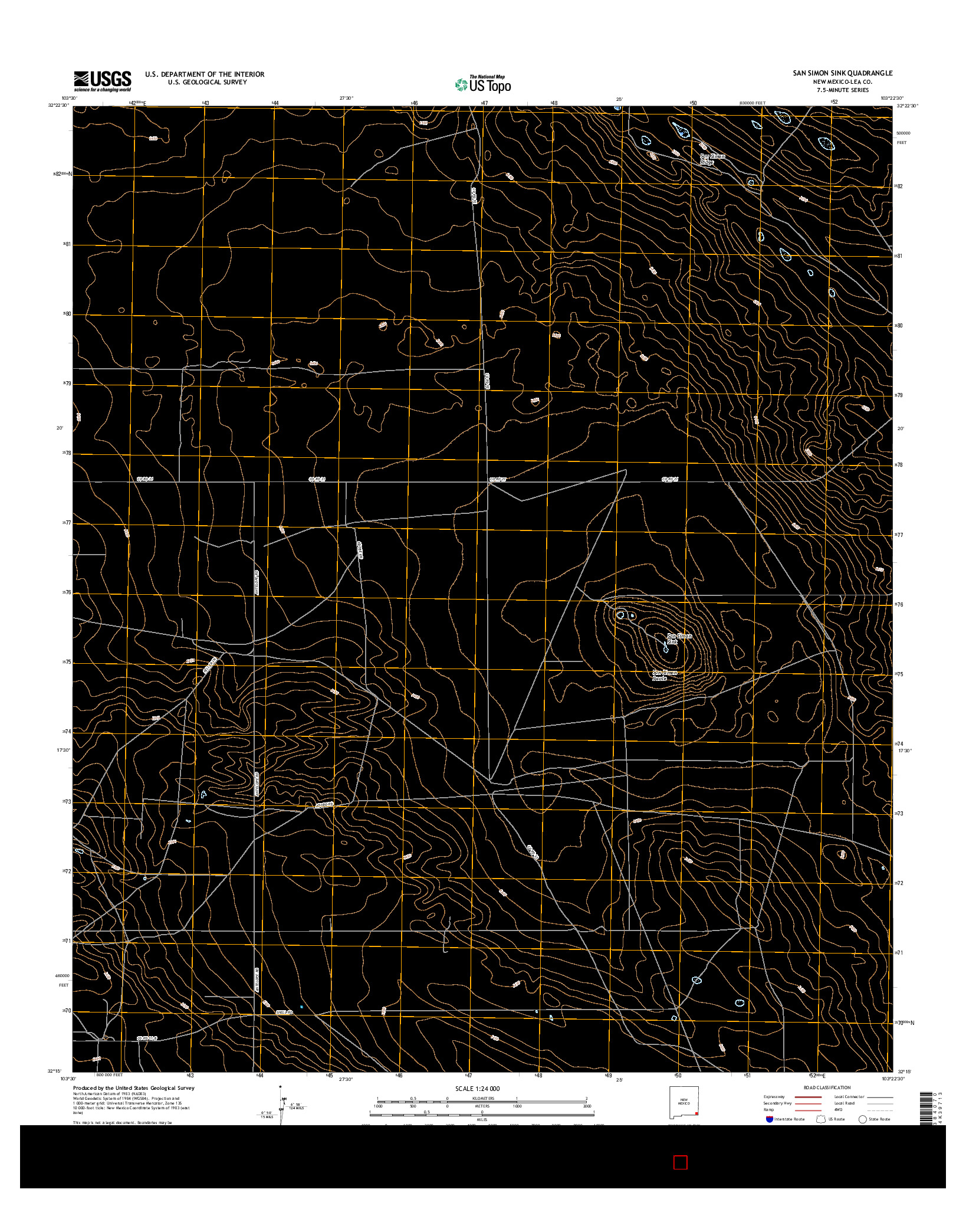 USGS US TOPO 7.5-MINUTE MAP FOR SAN SIMON SINK, NM 2017