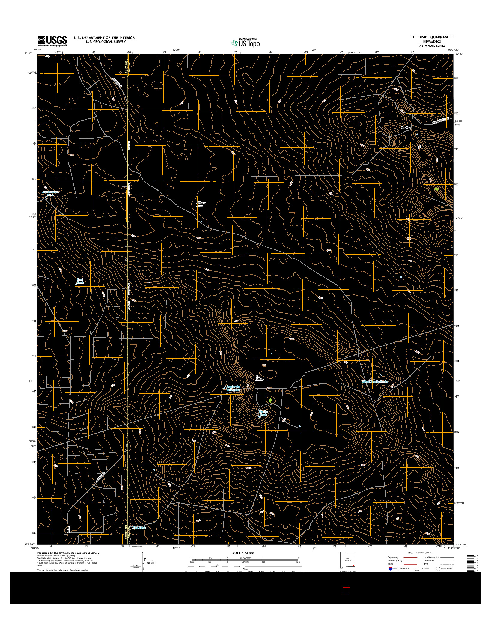 USGS US TOPO 7.5-MINUTE MAP FOR THE DIVIDE, NM 2017