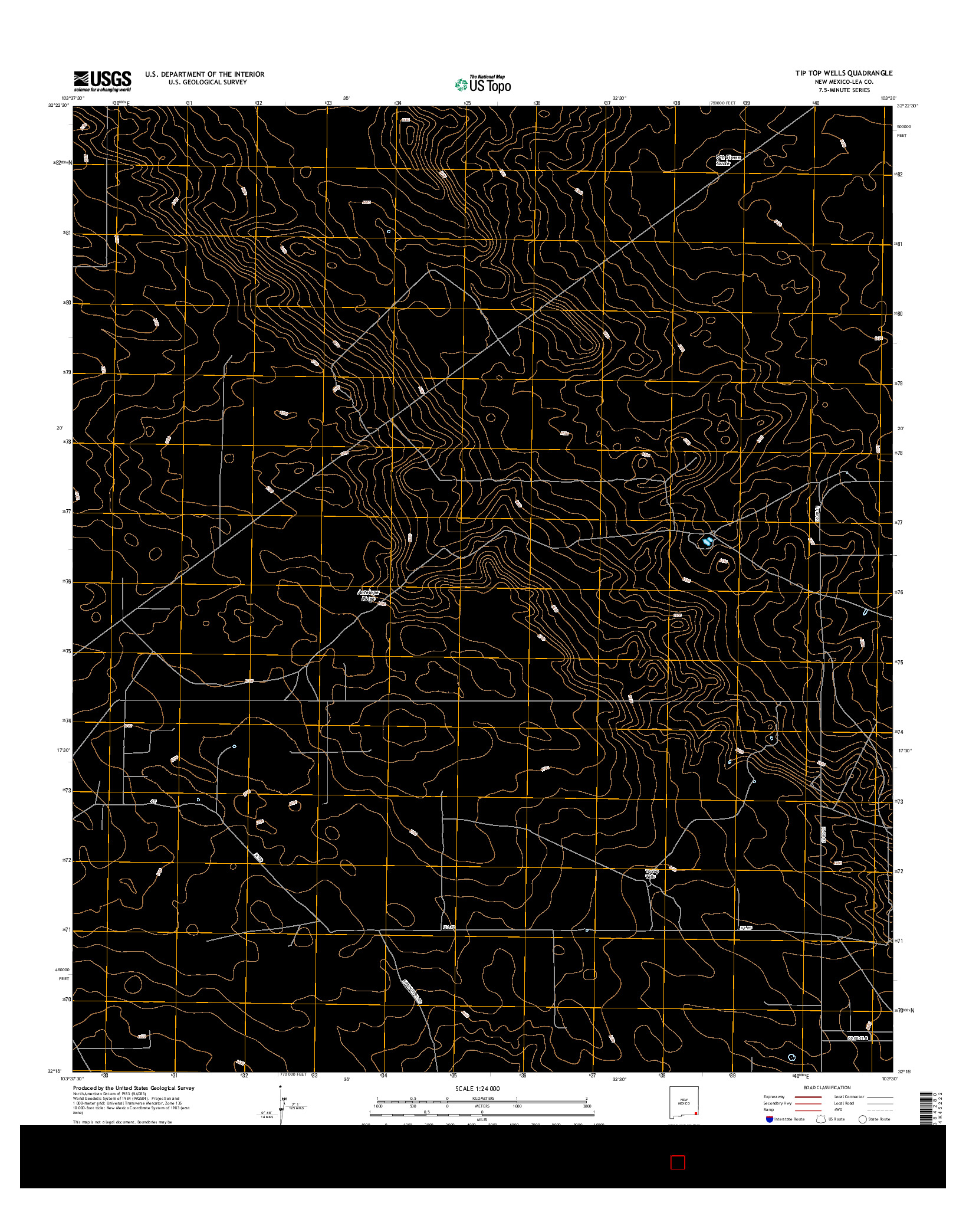 USGS US TOPO 7.5-MINUTE MAP FOR TIP TOP WELLS, NM 2017