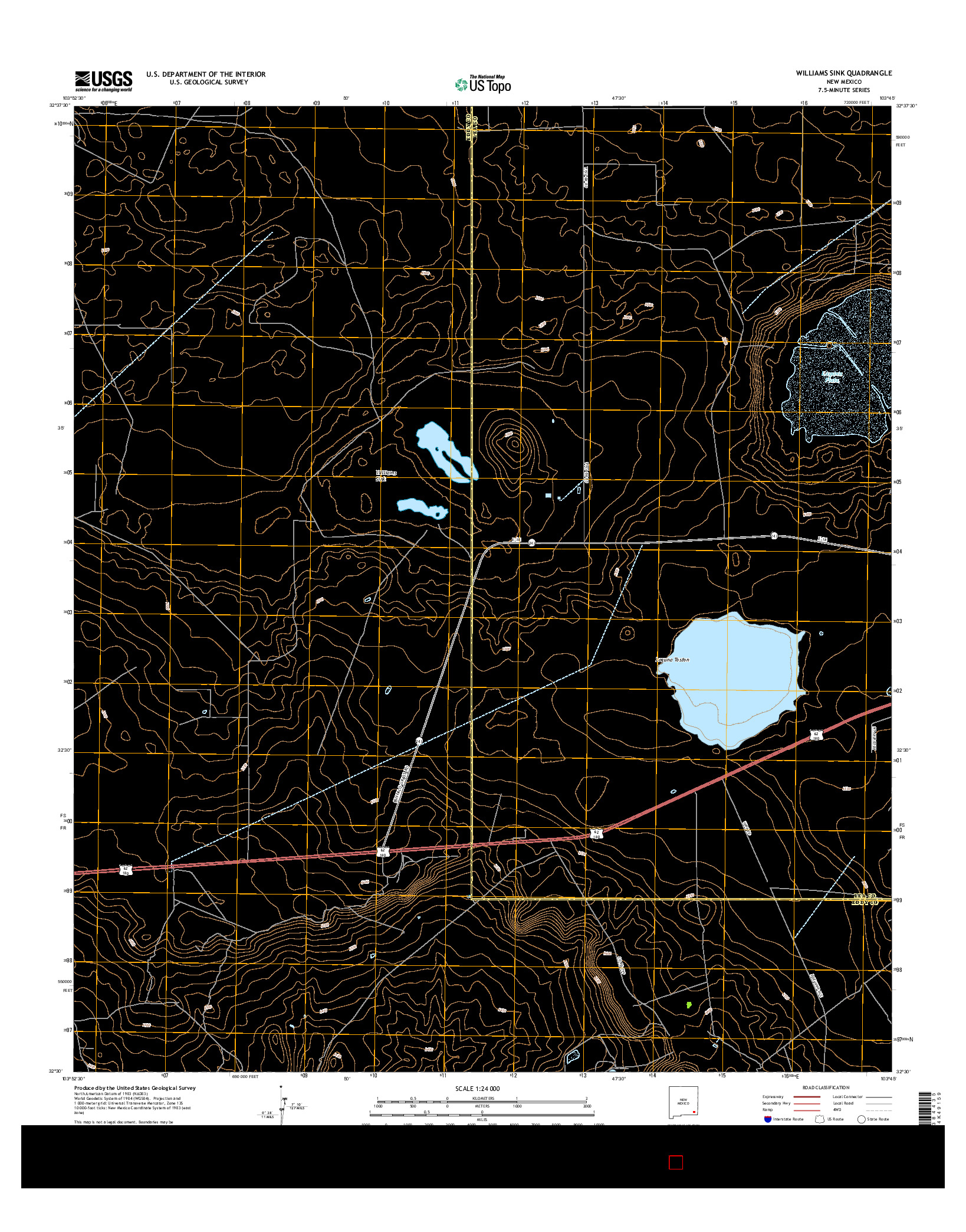 USGS US TOPO 7.5-MINUTE MAP FOR WILLIAMS SINK, NM 2017