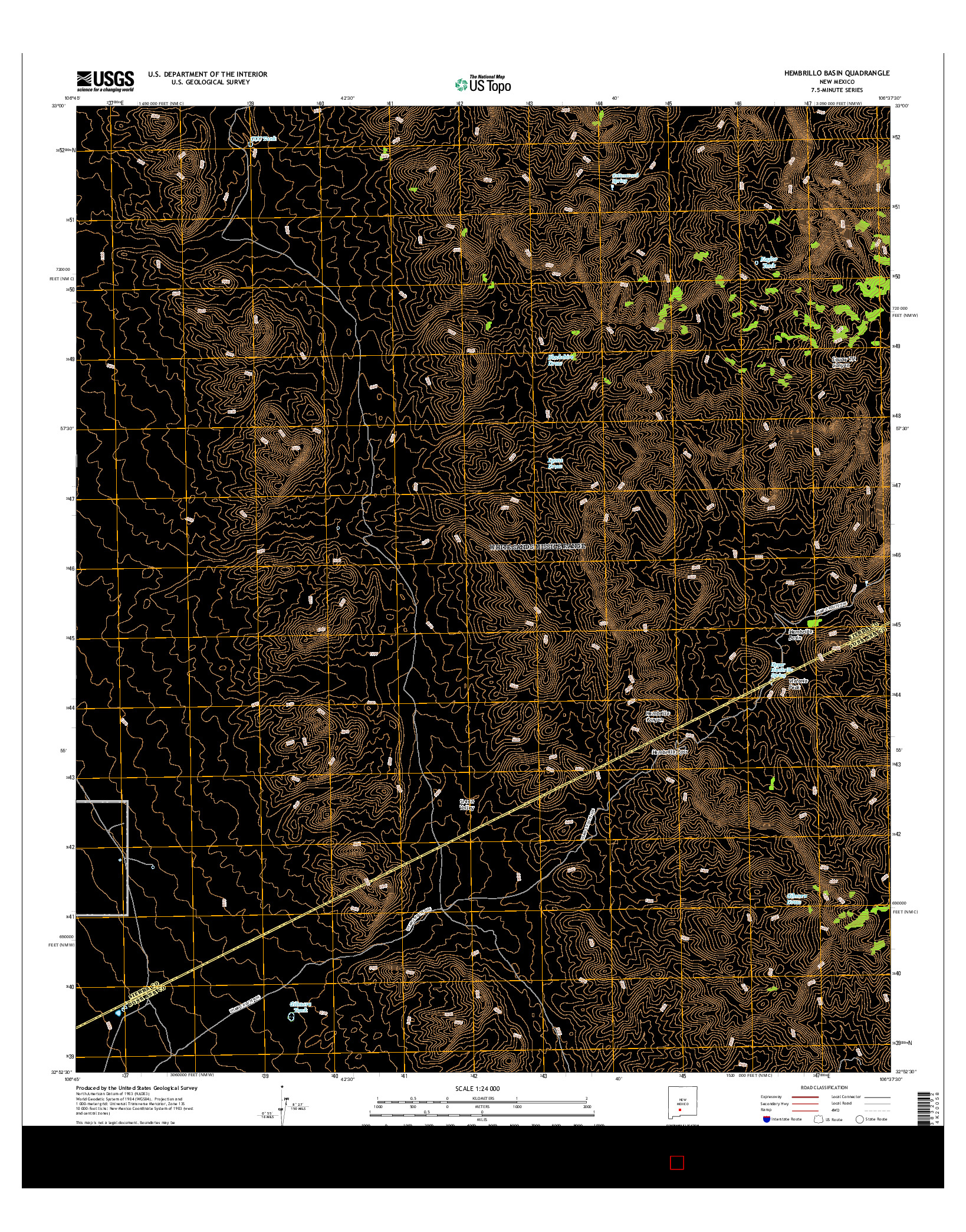 USGS US TOPO 7.5-MINUTE MAP FOR HEMBRILLO BASIN, NM 2017