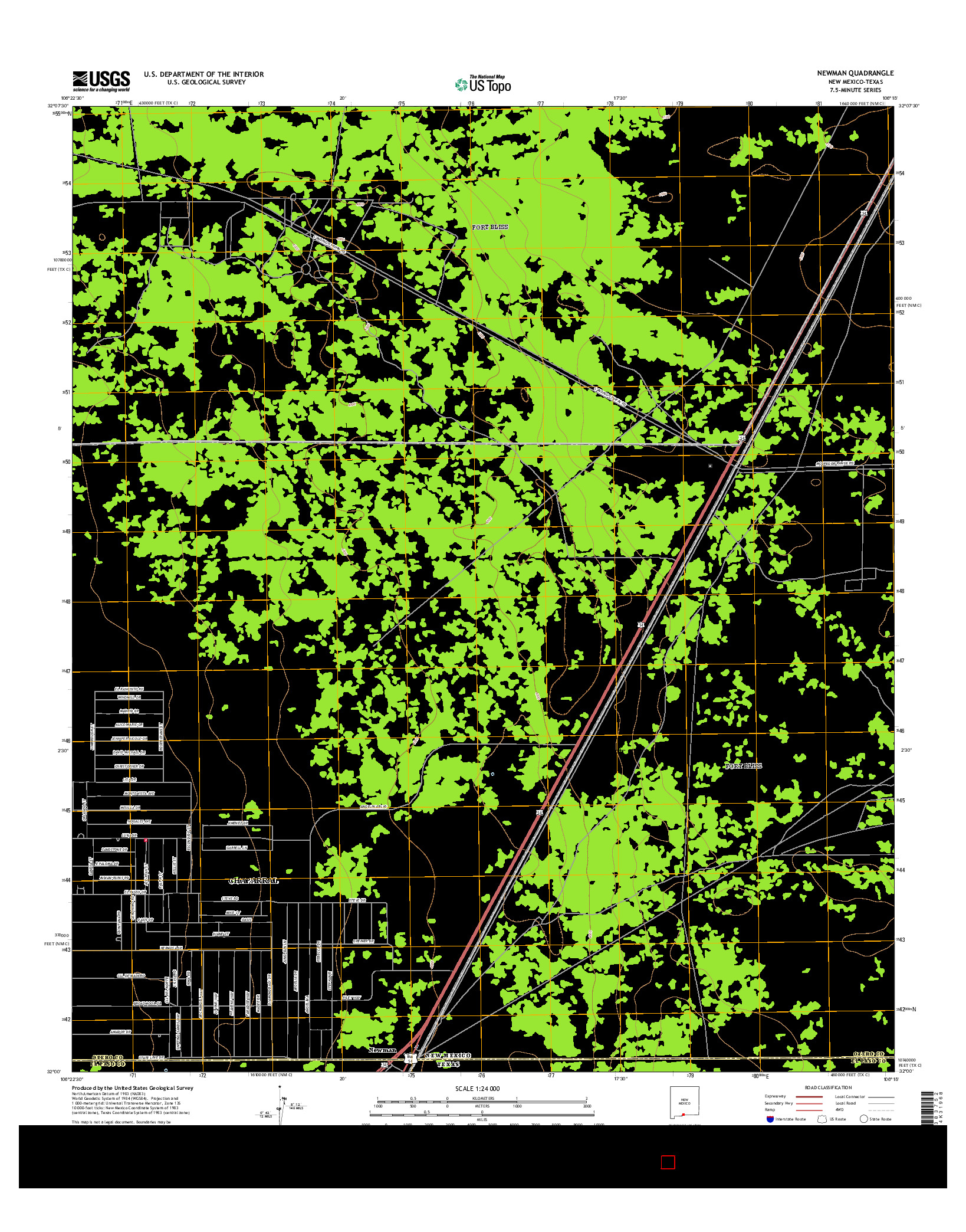 USGS US TOPO 7.5-MINUTE MAP FOR NEWMAN, NM-TX 2017