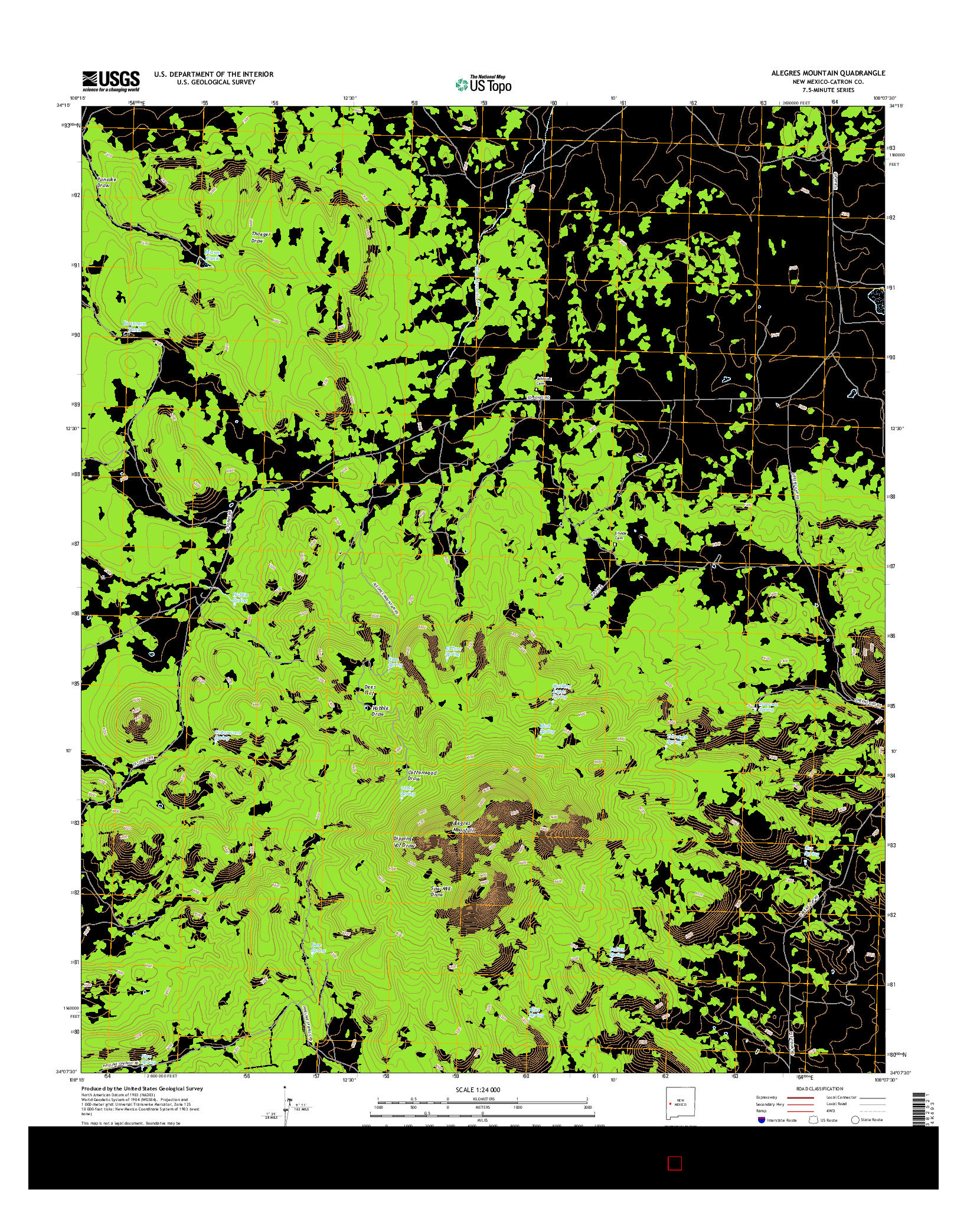 USGS US TOPO 7.5-MINUTE MAP FOR ALEGRES MOUNTAIN, NM 2017