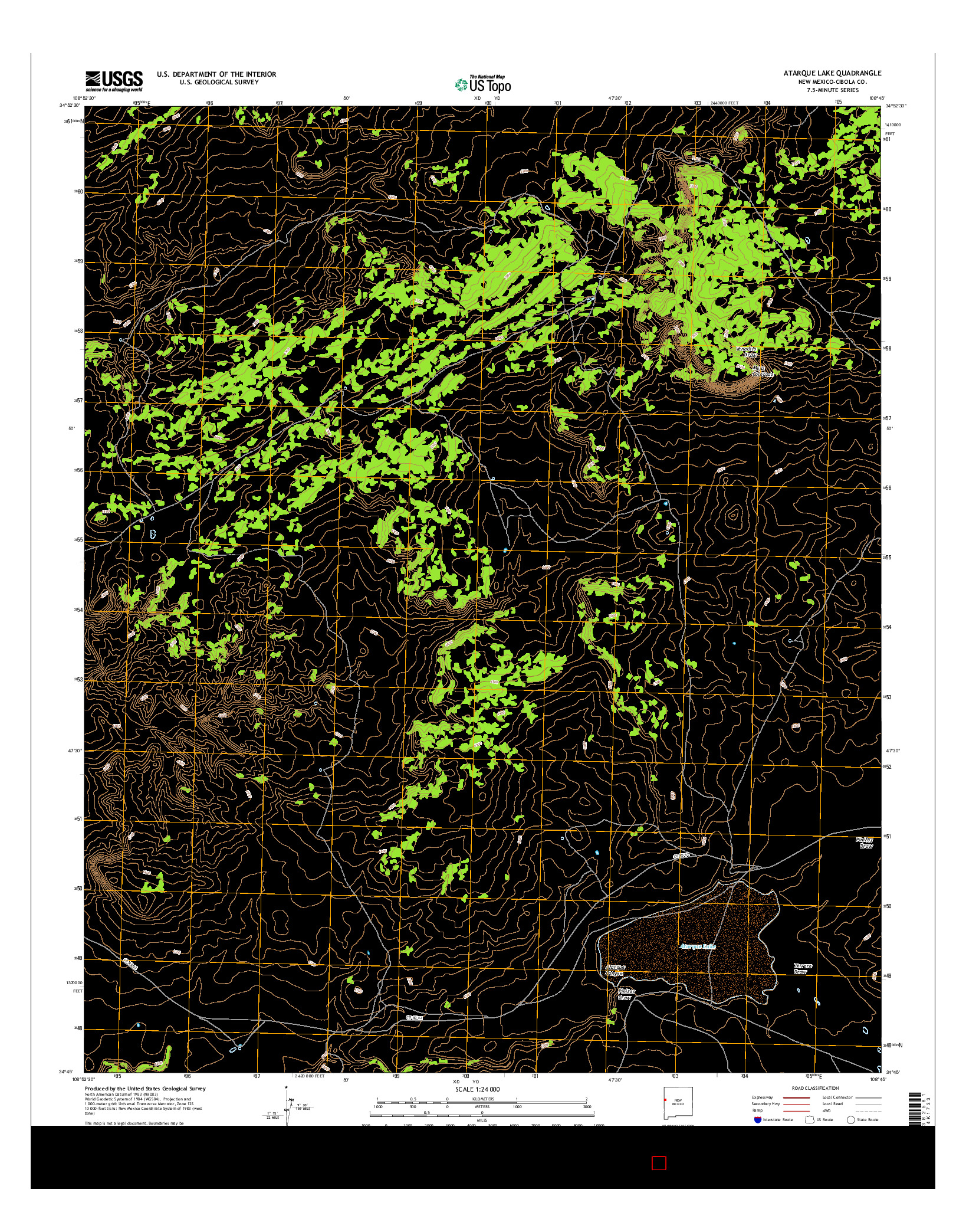 USGS US TOPO 7.5-MINUTE MAP FOR ATARQUE LAKE, NM 2017