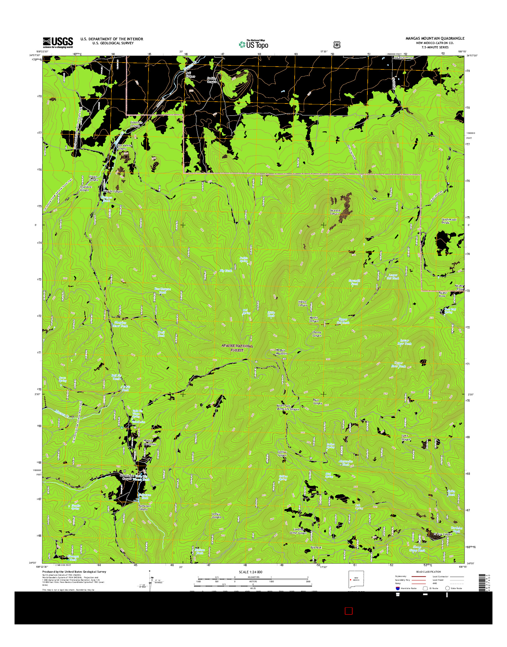 USGS US TOPO 7.5-MINUTE MAP FOR MANGAS MOUNTAIN, NM 2017