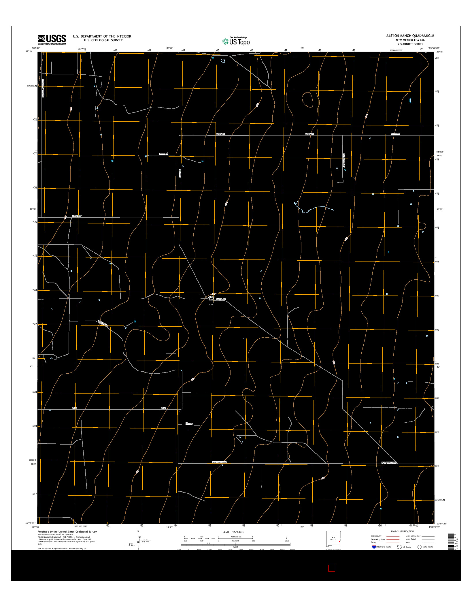 USGS US TOPO 7.5-MINUTE MAP FOR ALSTON RANCH, NM 2017