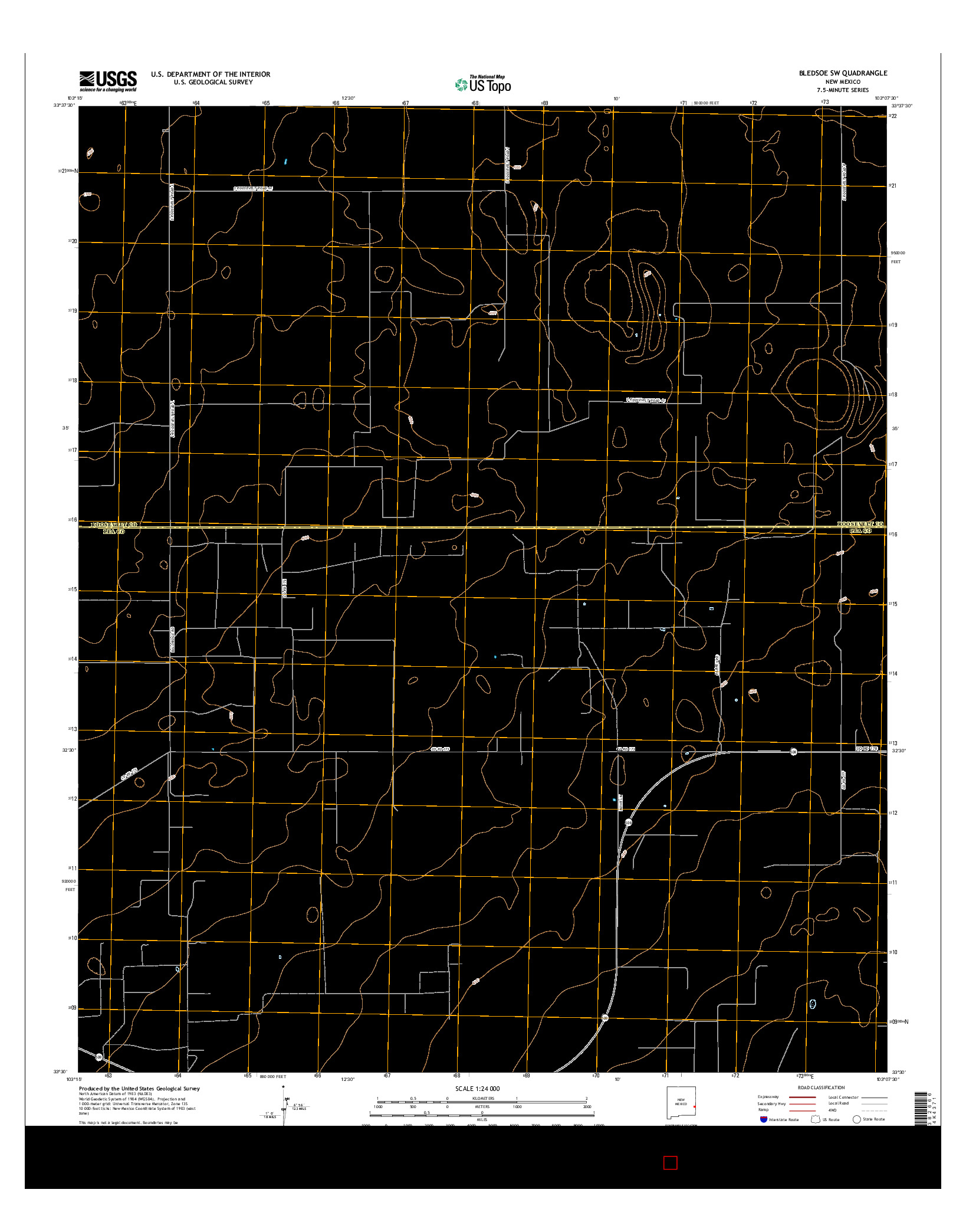 USGS US TOPO 7.5-MINUTE MAP FOR BLEDSOE SW, NM 2017