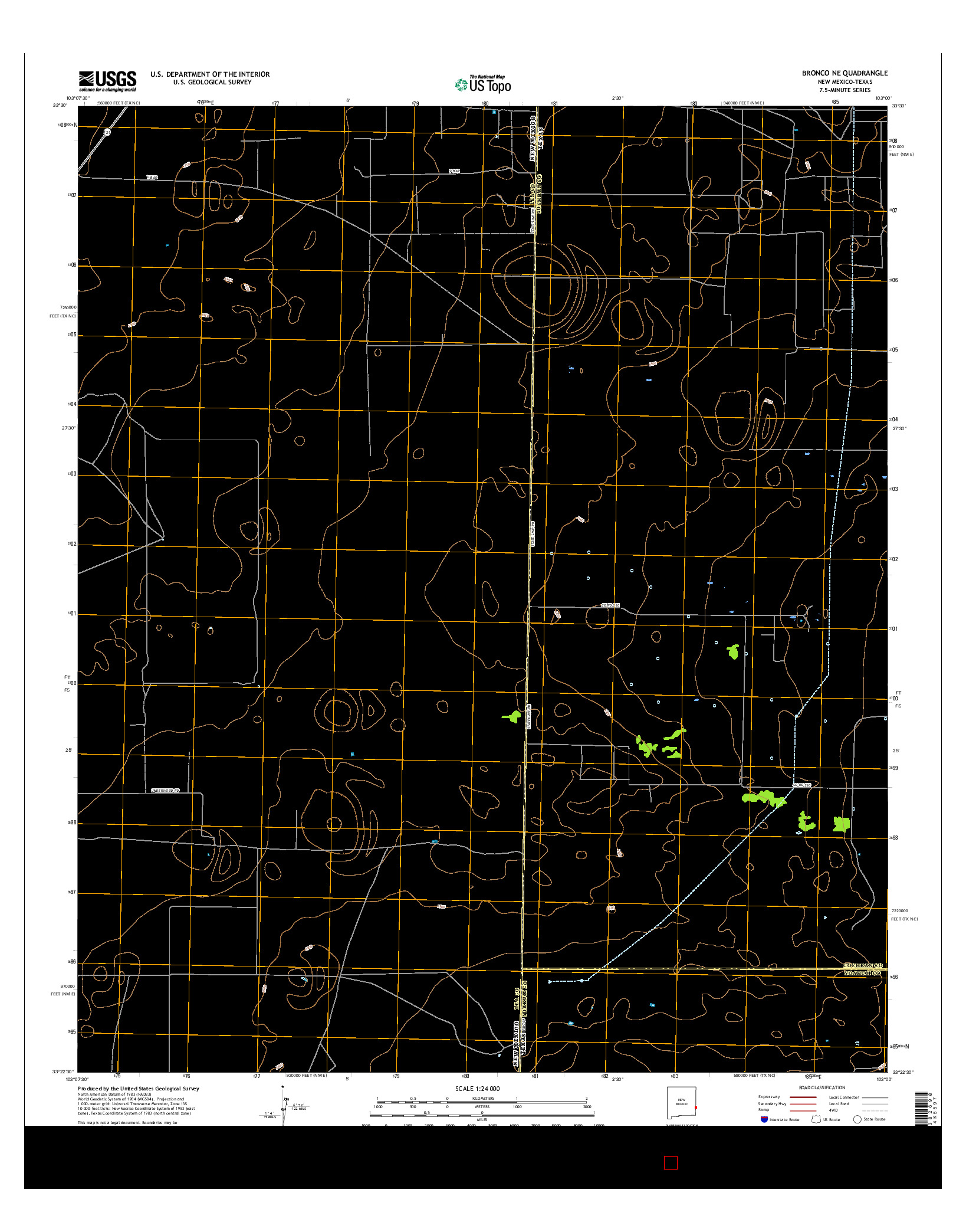 USGS US TOPO 7.5-MINUTE MAP FOR BRONCO NE, NM-TX 2017