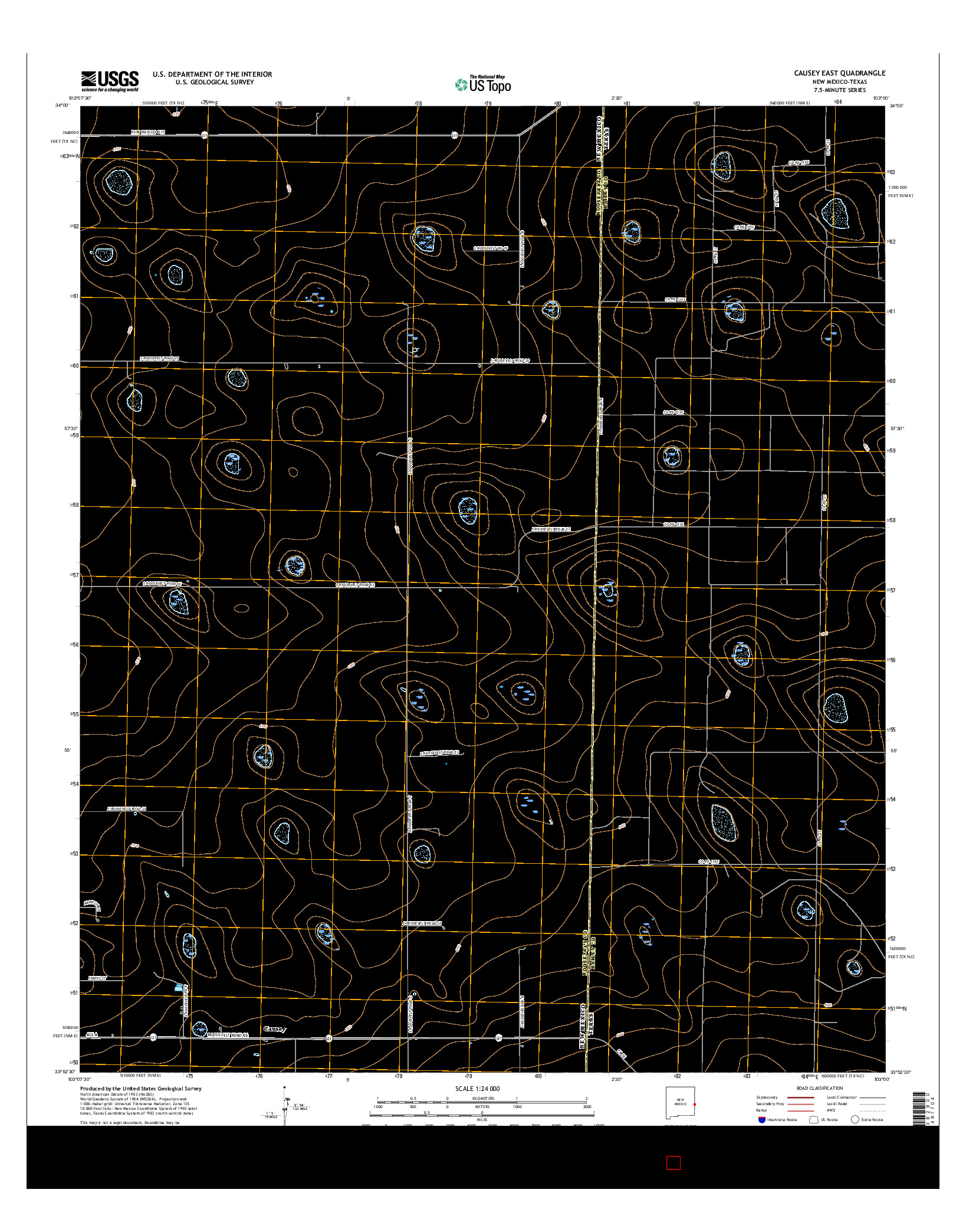 USGS US TOPO 7.5-MINUTE MAP FOR CAUSEY EAST, NM-TX 2017