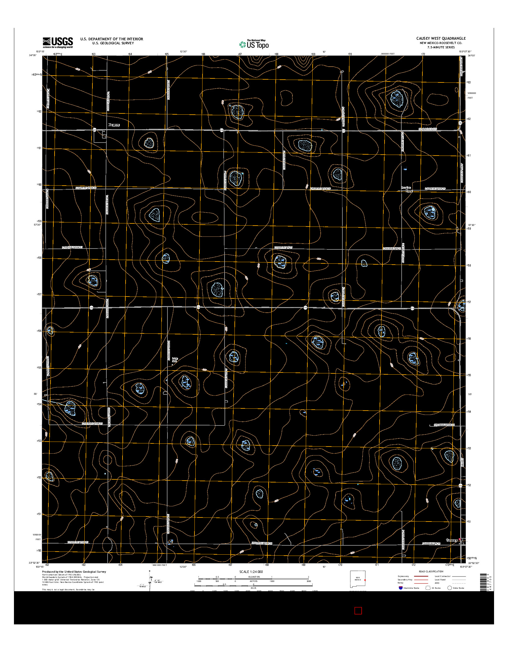 USGS US TOPO 7.5-MINUTE MAP FOR CAUSEY WEST, NM 2017