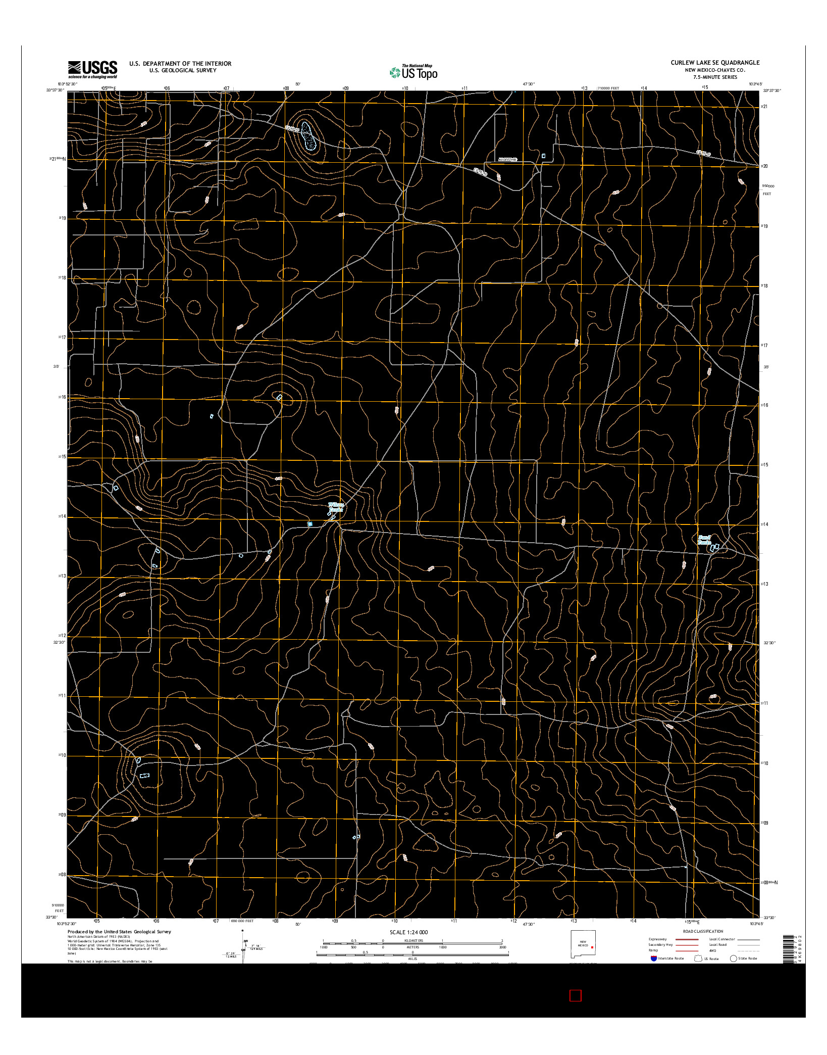 USGS US TOPO 7.5-MINUTE MAP FOR CURLEW LAKE SE, NM 2017