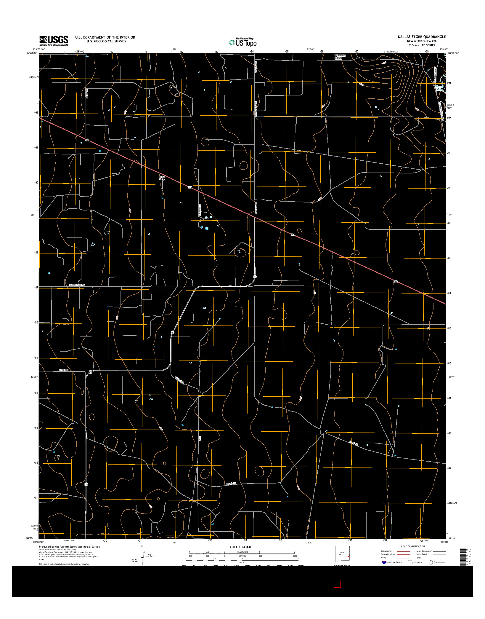 USGS US TOPO 7.5-MINUTE MAP FOR DALLAS STORE, NM 2017