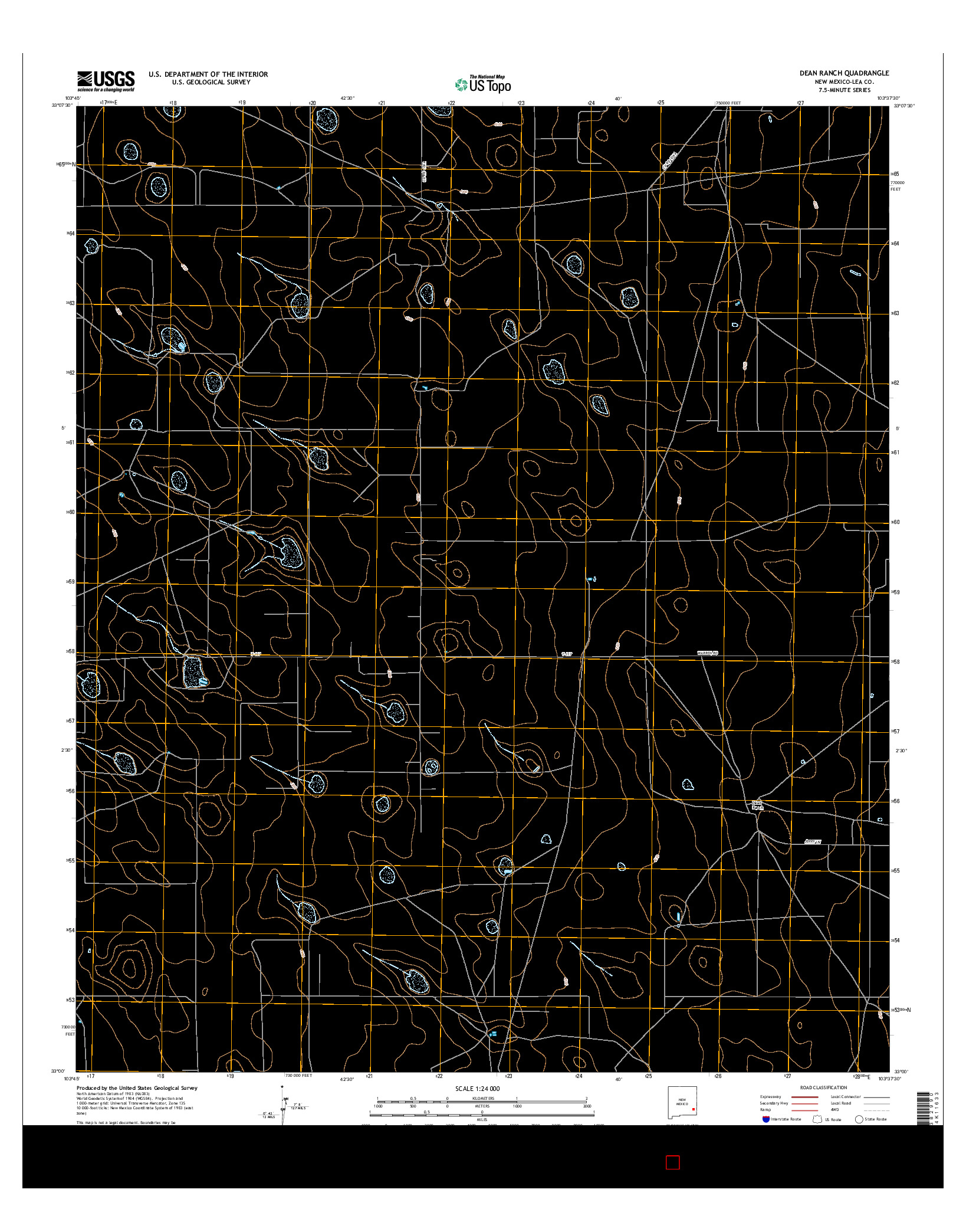 USGS US TOPO 7.5-MINUTE MAP FOR DEAN RANCH, NM 2017