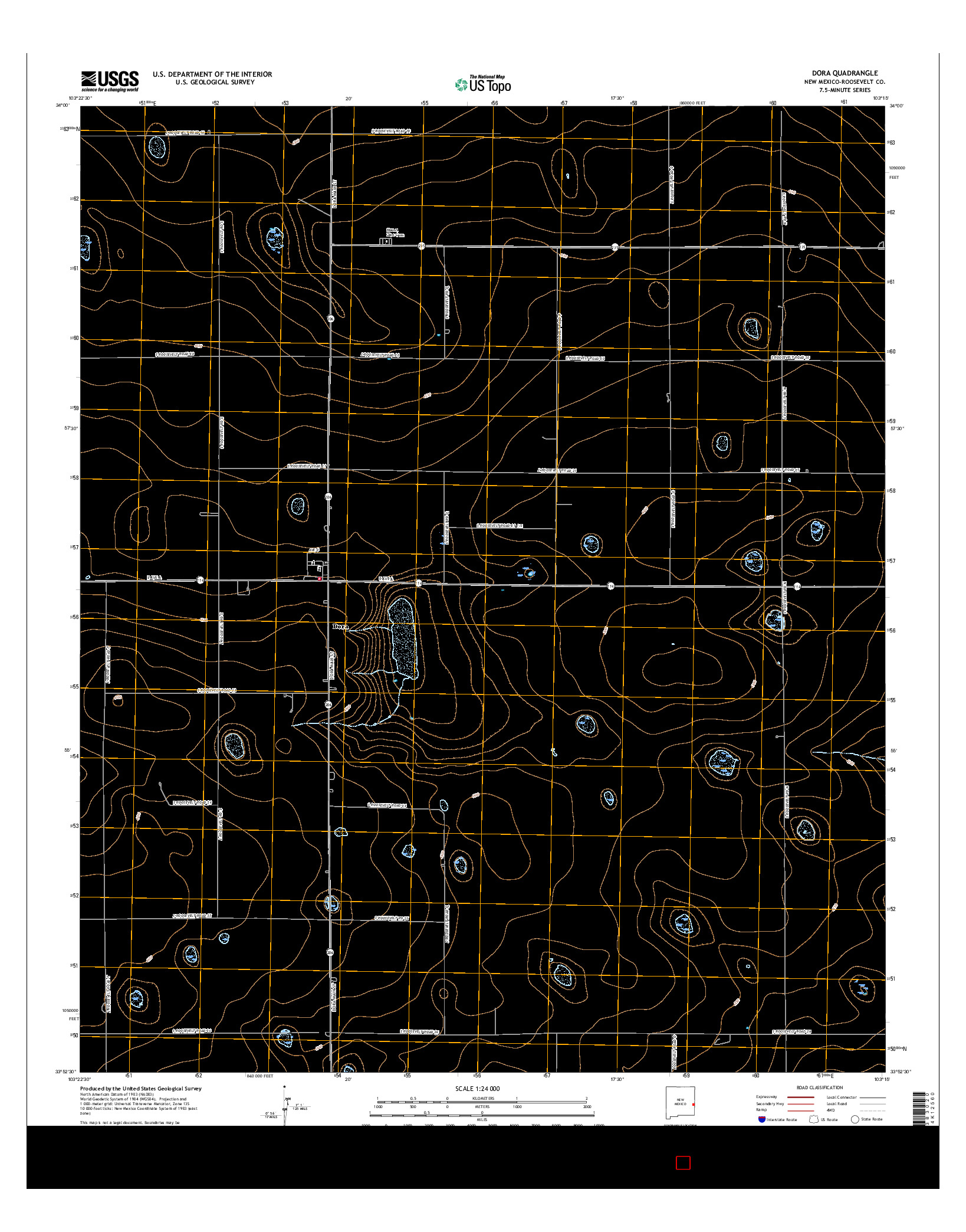 USGS US TOPO 7.5-MINUTE MAP FOR DORA, NM 2017