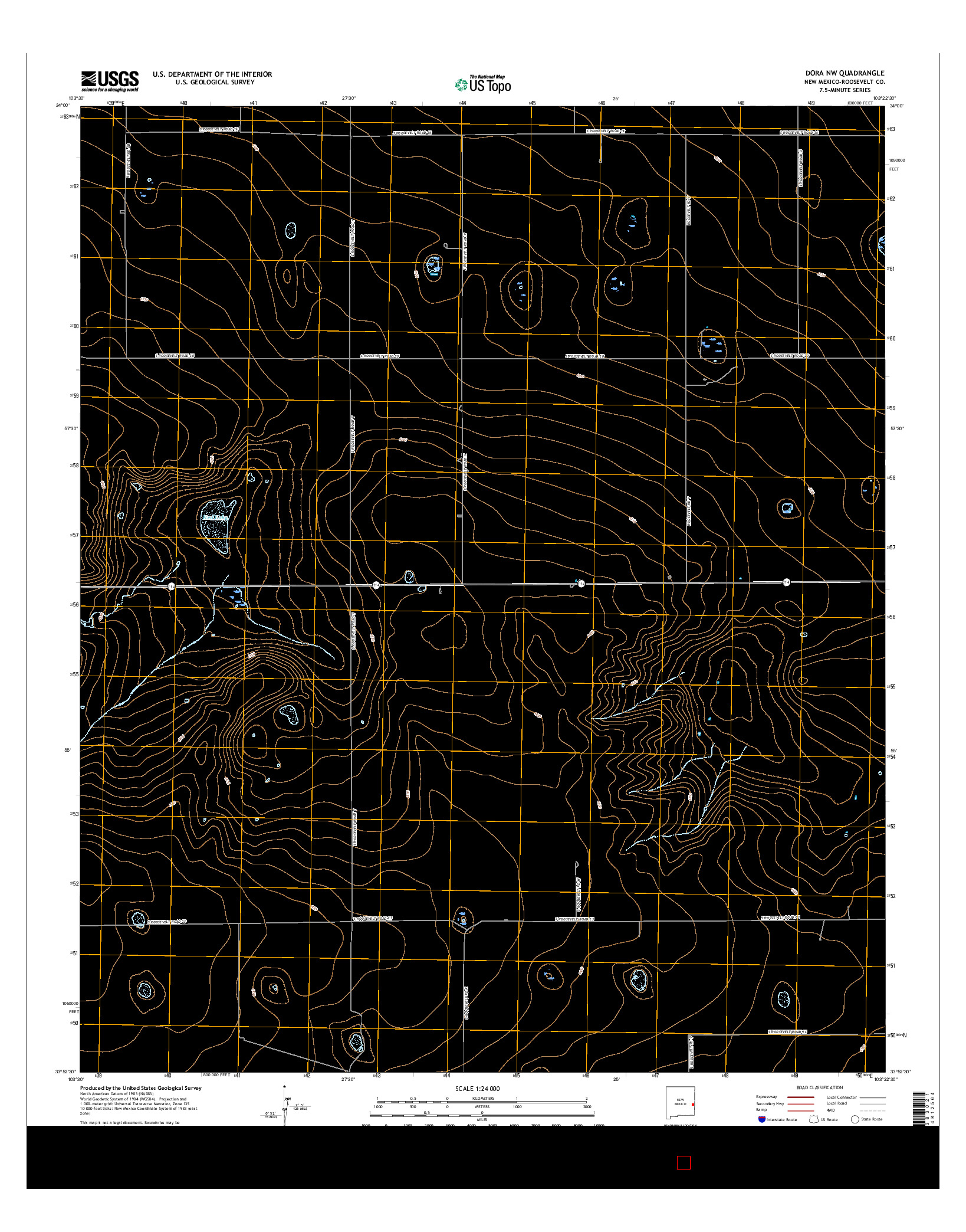 USGS US TOPO 7.5-MINUTE MAP FOR DORA NW, NM 2017