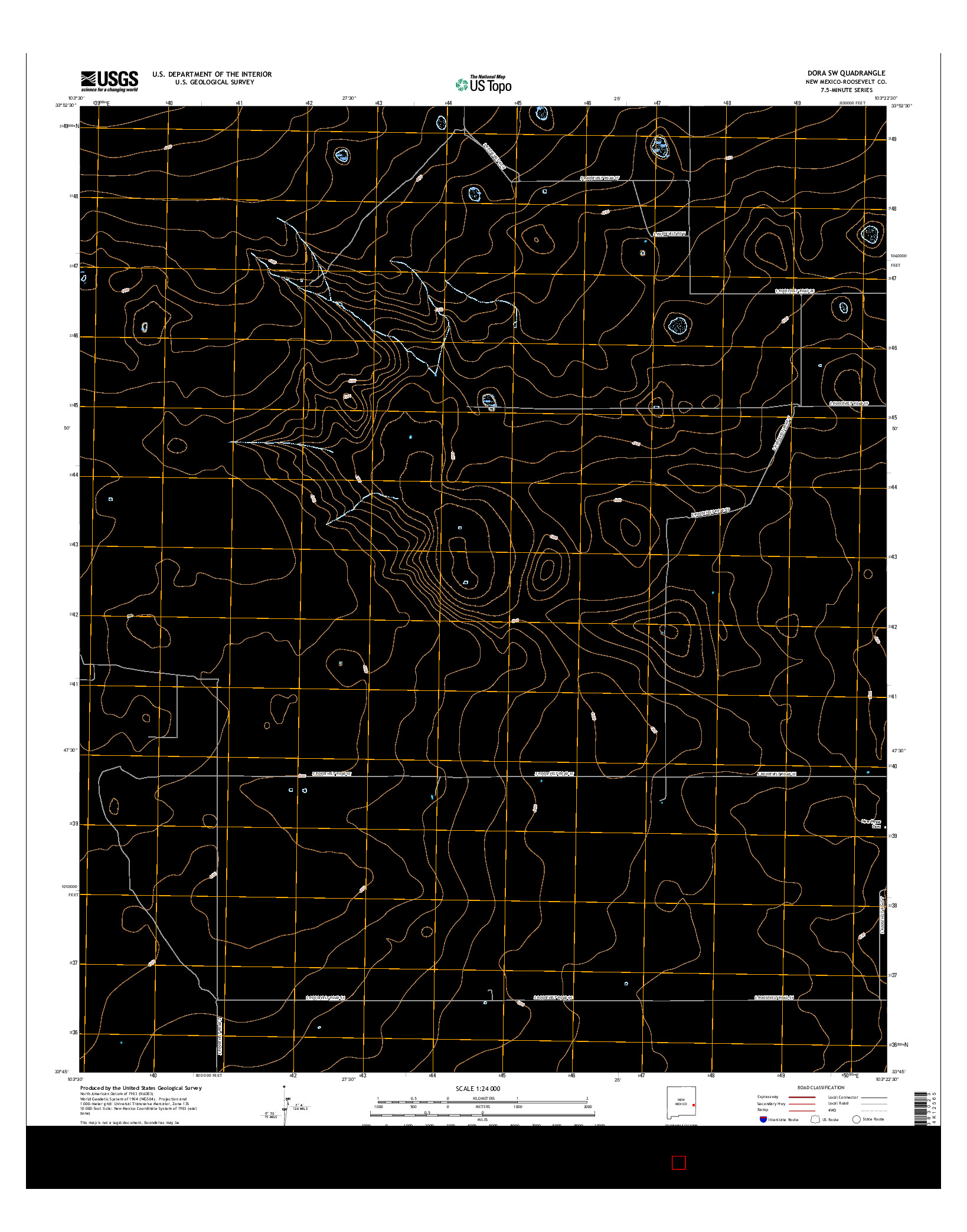 USGS US TOPO 7.5-MINUTE MAP FOR DORA SW, NM 2017