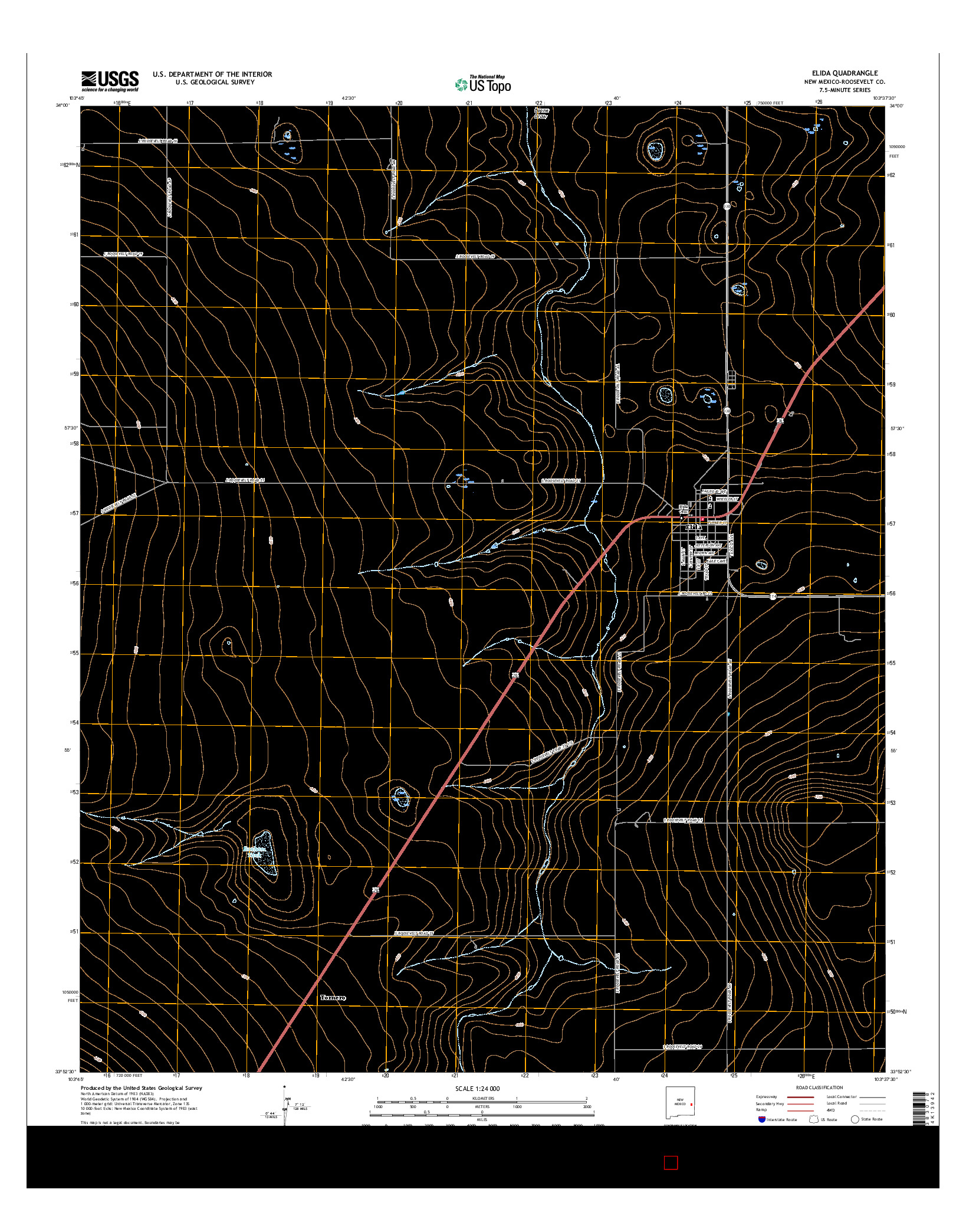 USGS US TOPO 7.5-MINUTE MAP FOR ELIDA, NM 2017