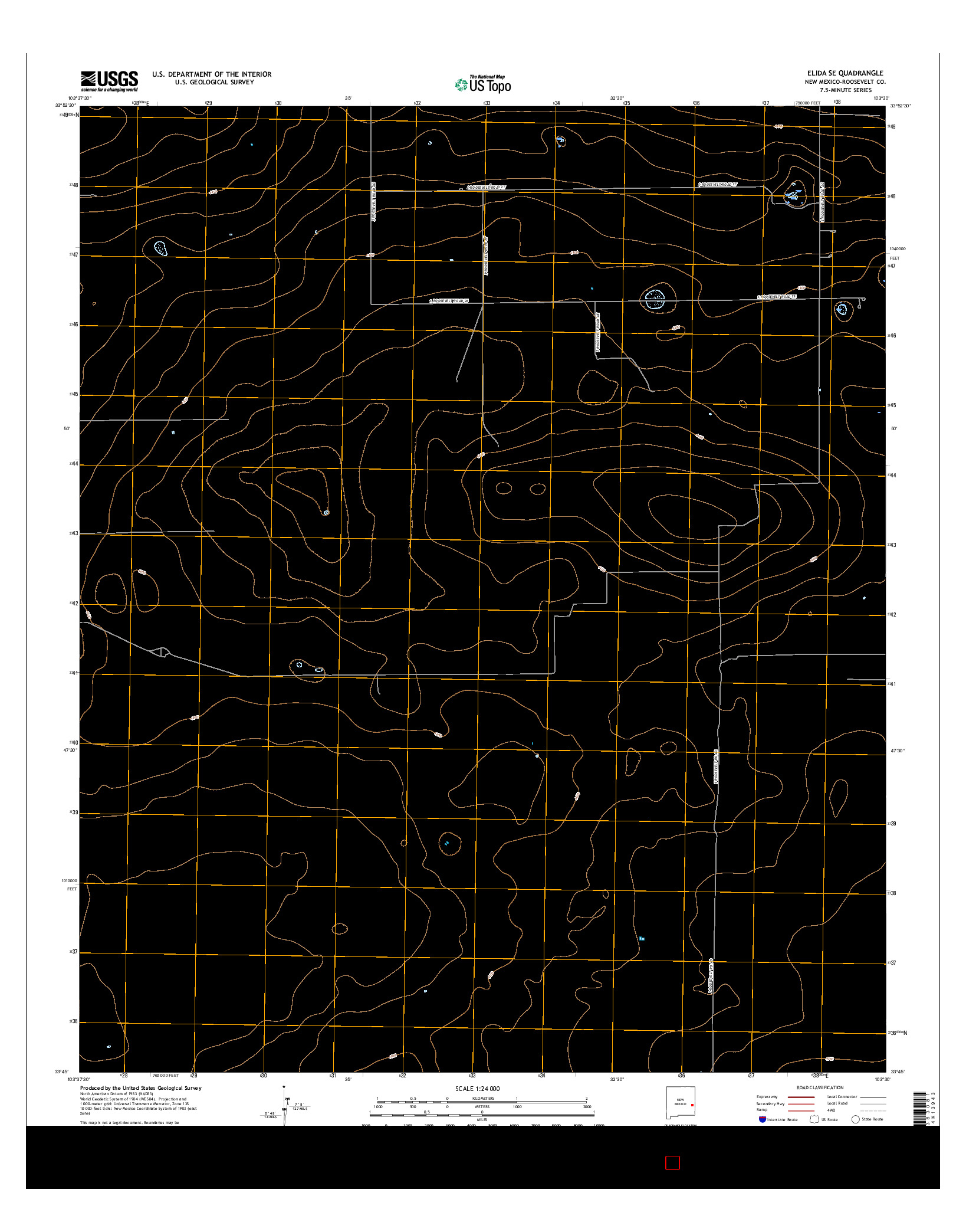 USGS US TOPO 7.5-MINUTE MAP FOR ELIDA SE, NM 2017