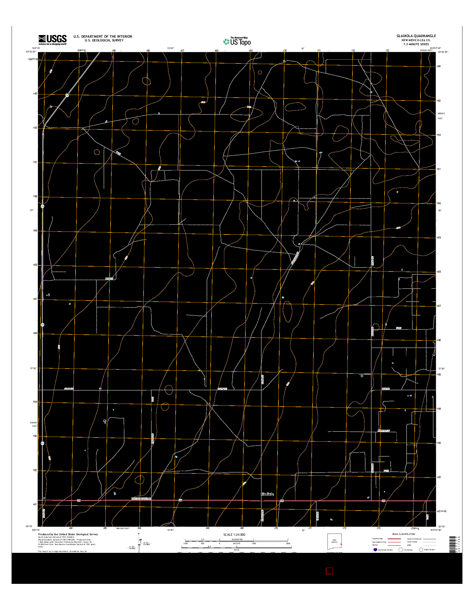 USGS US TOPO 7.5-MINUTE MAP FOR GLADIOLA, NM 2017