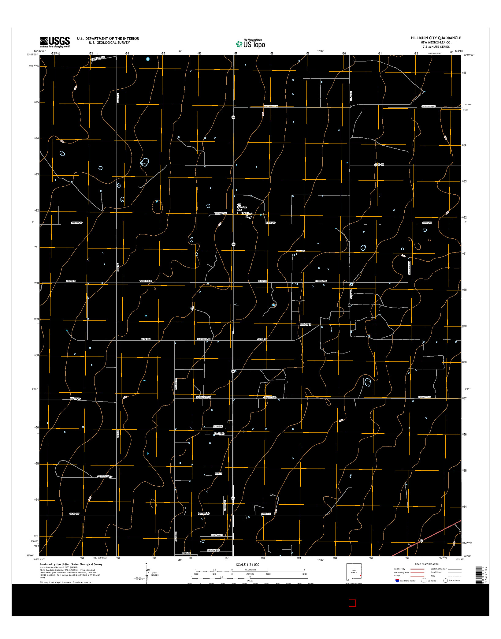 USGS US TOPO 7.5-MINUTE MAP FOR HILLBURN CITY, NM 2017