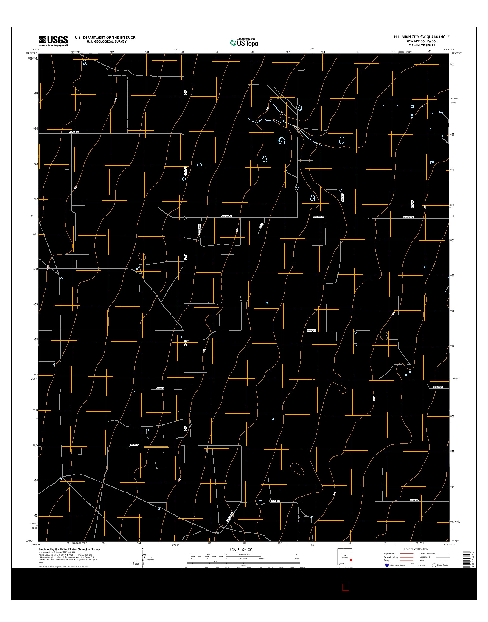 USGS US TOPO 7.5-MINUTE MAP FOR HILLBURN CITY SW, NM 2017