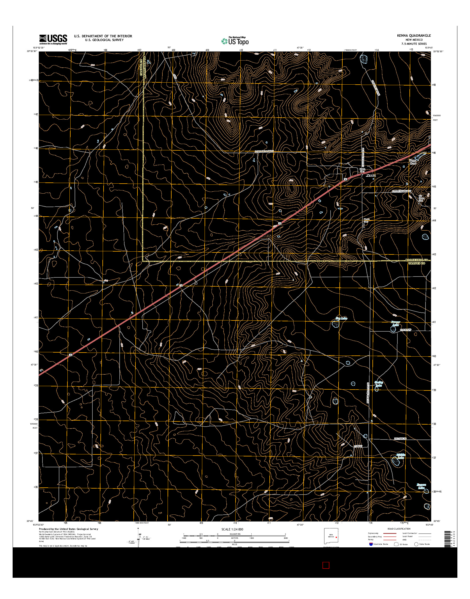 USGS US TOPO 7.5-MINUTE MAP FOR KENNA, NM 2017