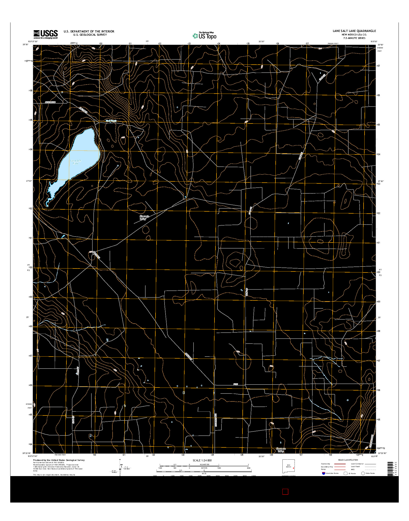 USGS US TOPO 7.5-MINUTE MAP FOR LANE SALT LAKE, NM 2017