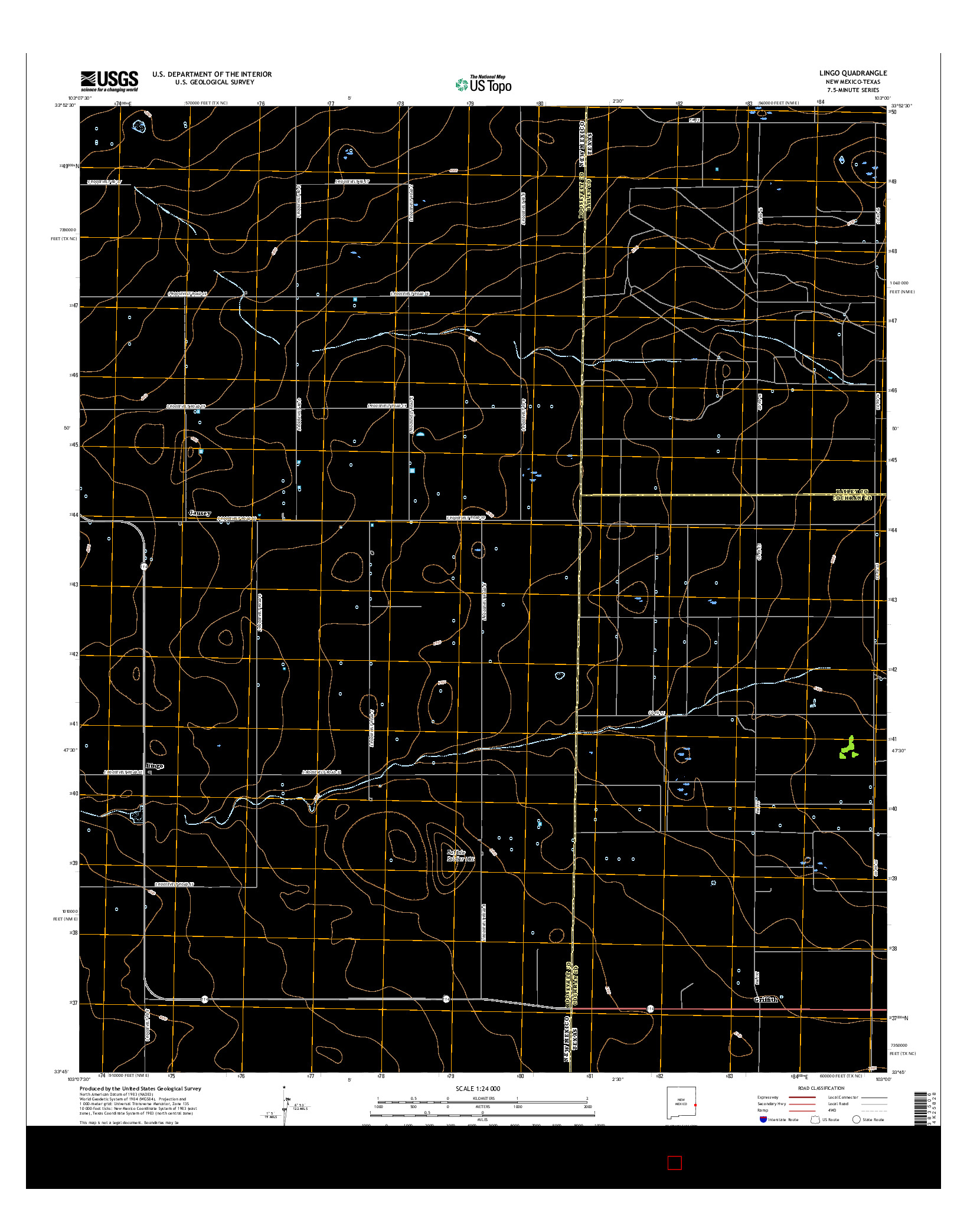 USGS US TOPO 7.5-MINUTE MAP FOR LINGO, NM-TX 2017