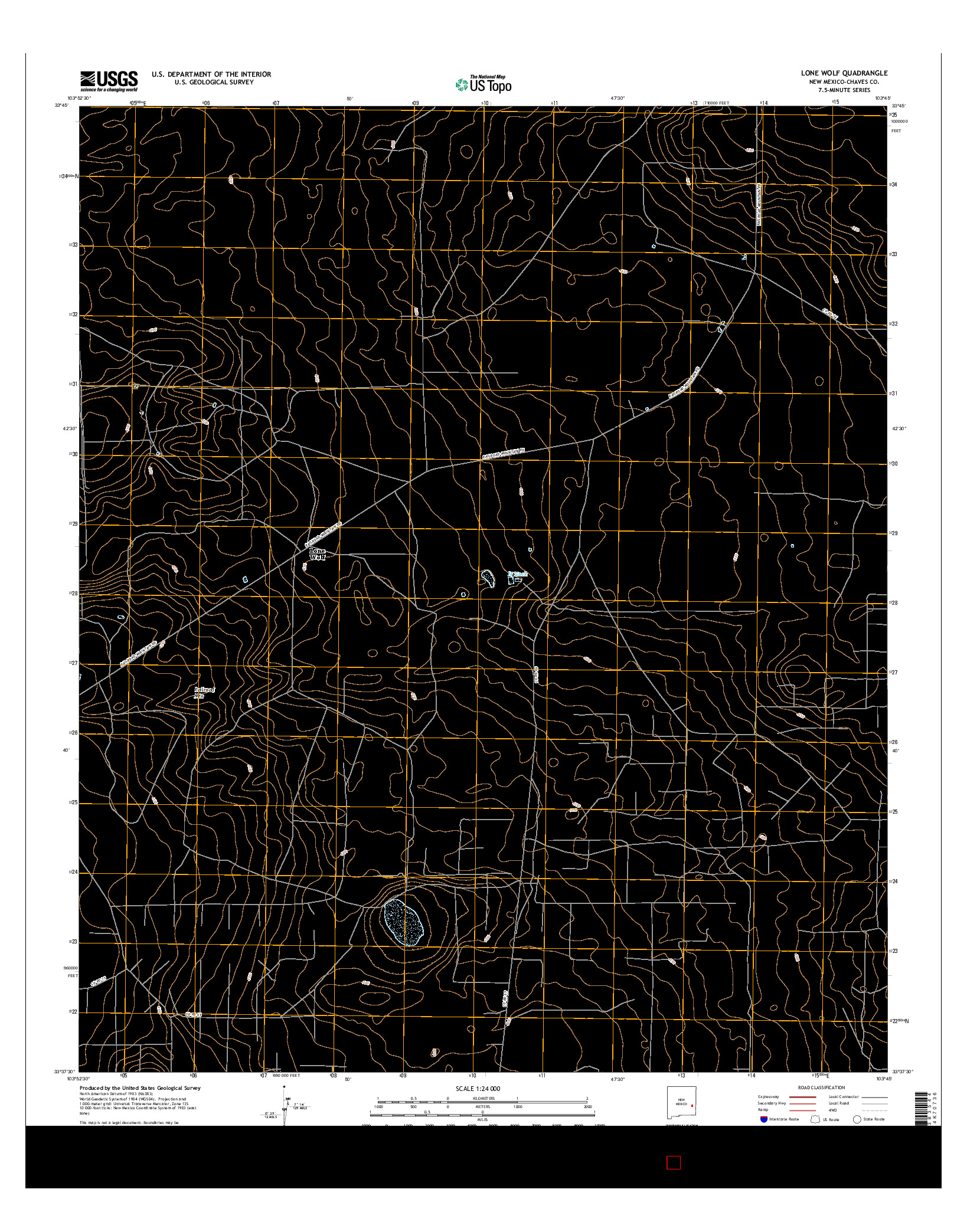 USGS US TOPO 7.5-MINUTE MAP FOR LONE WOLF, NM 2017