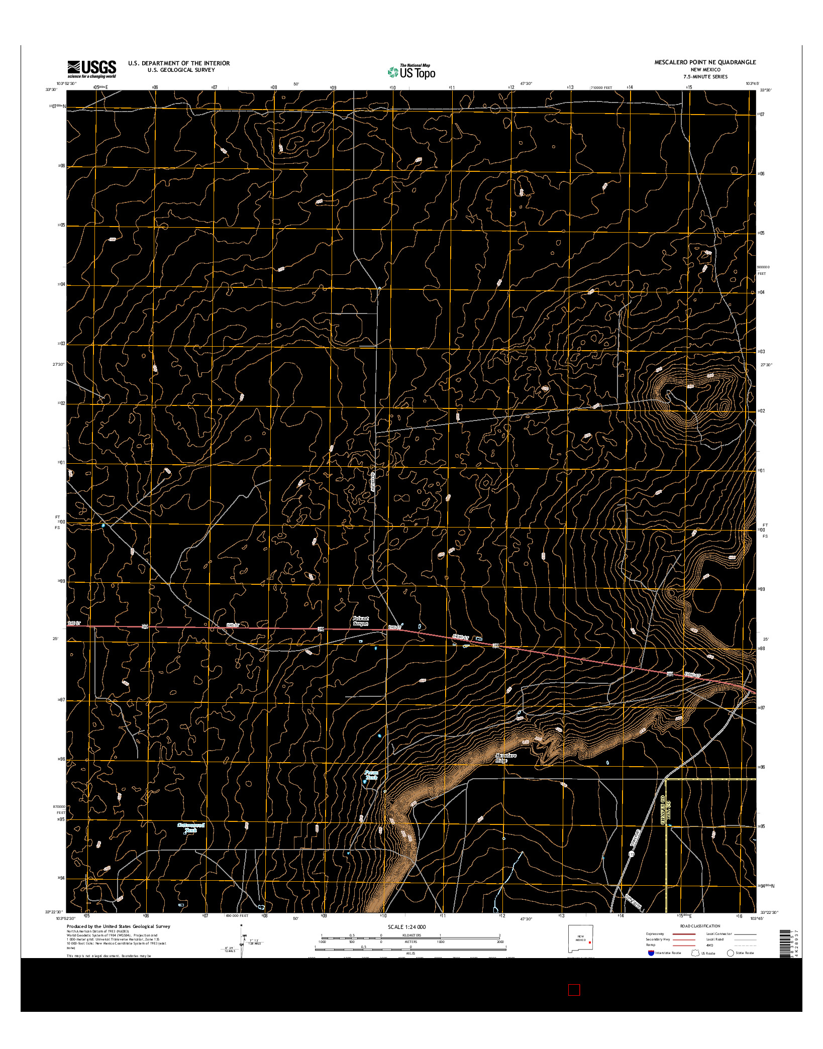 USGS US TOPO 7.5-MINUTE MAP FOR MESCALERO POINT NE, NM 2017