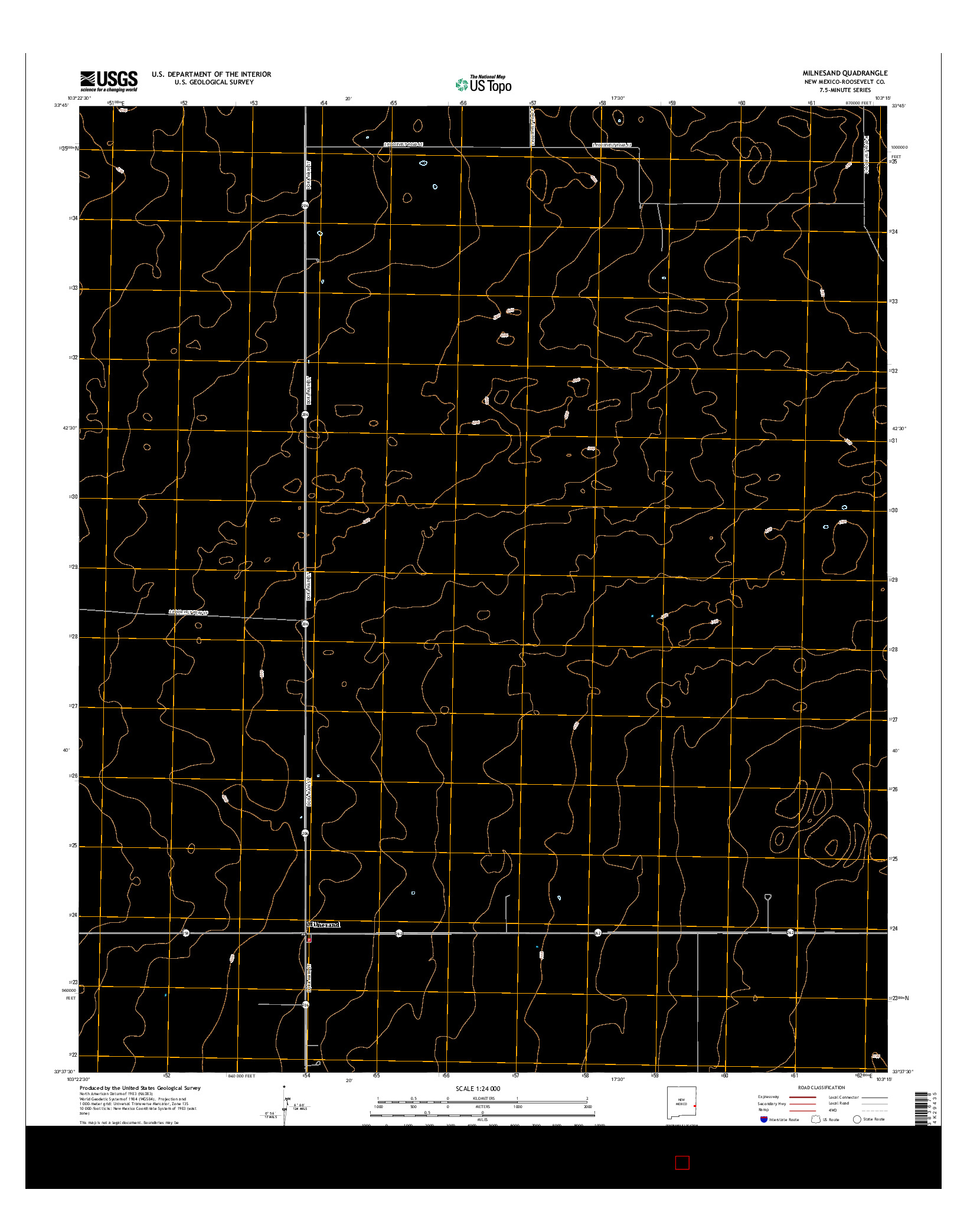 USGS US TOPO 7.5-MINUTE MAP FOR MILNESAND, NM 2017