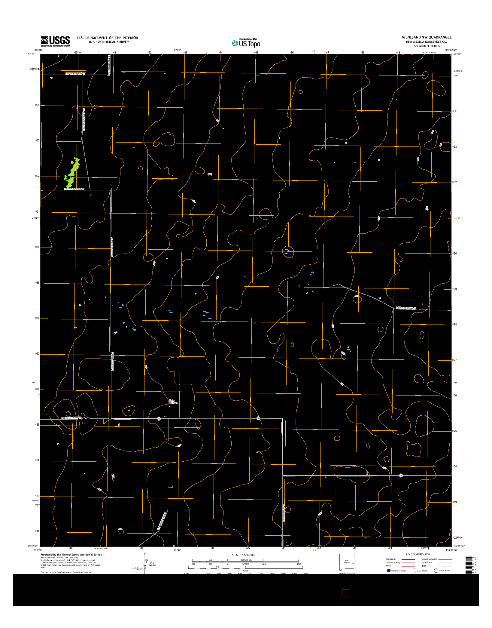 USGS US TOPO 7.5-MINUTE MAP FOR MILNESAND NW, NM 2017