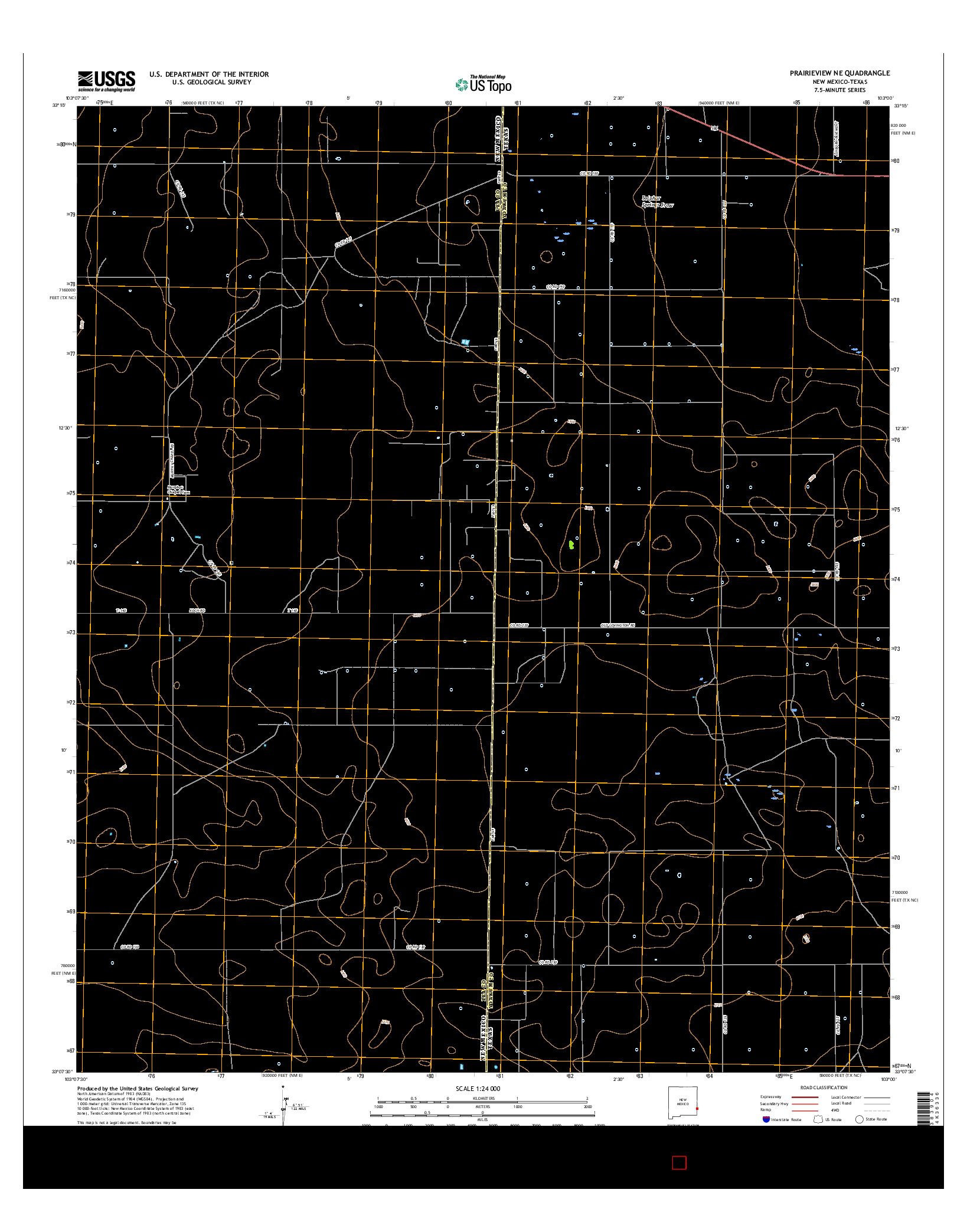 USGS US TOPO 7.5-MINUTE MAP FOR PRAIRIEVIEW NE, NM-TX 2017